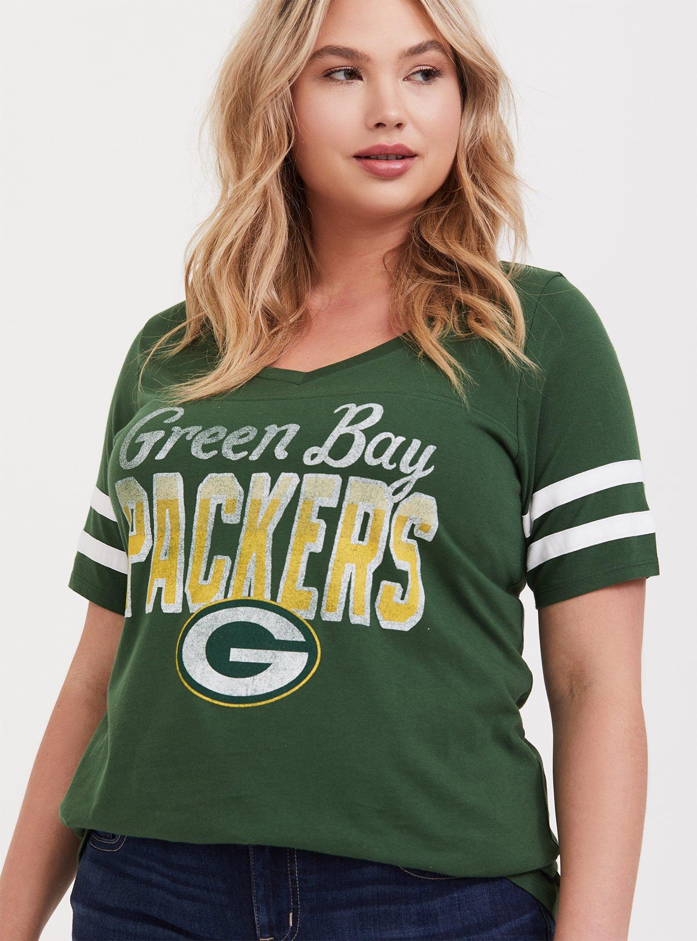 V Neck Women's Plus Size Green Bay Packers Apparel Plus Size