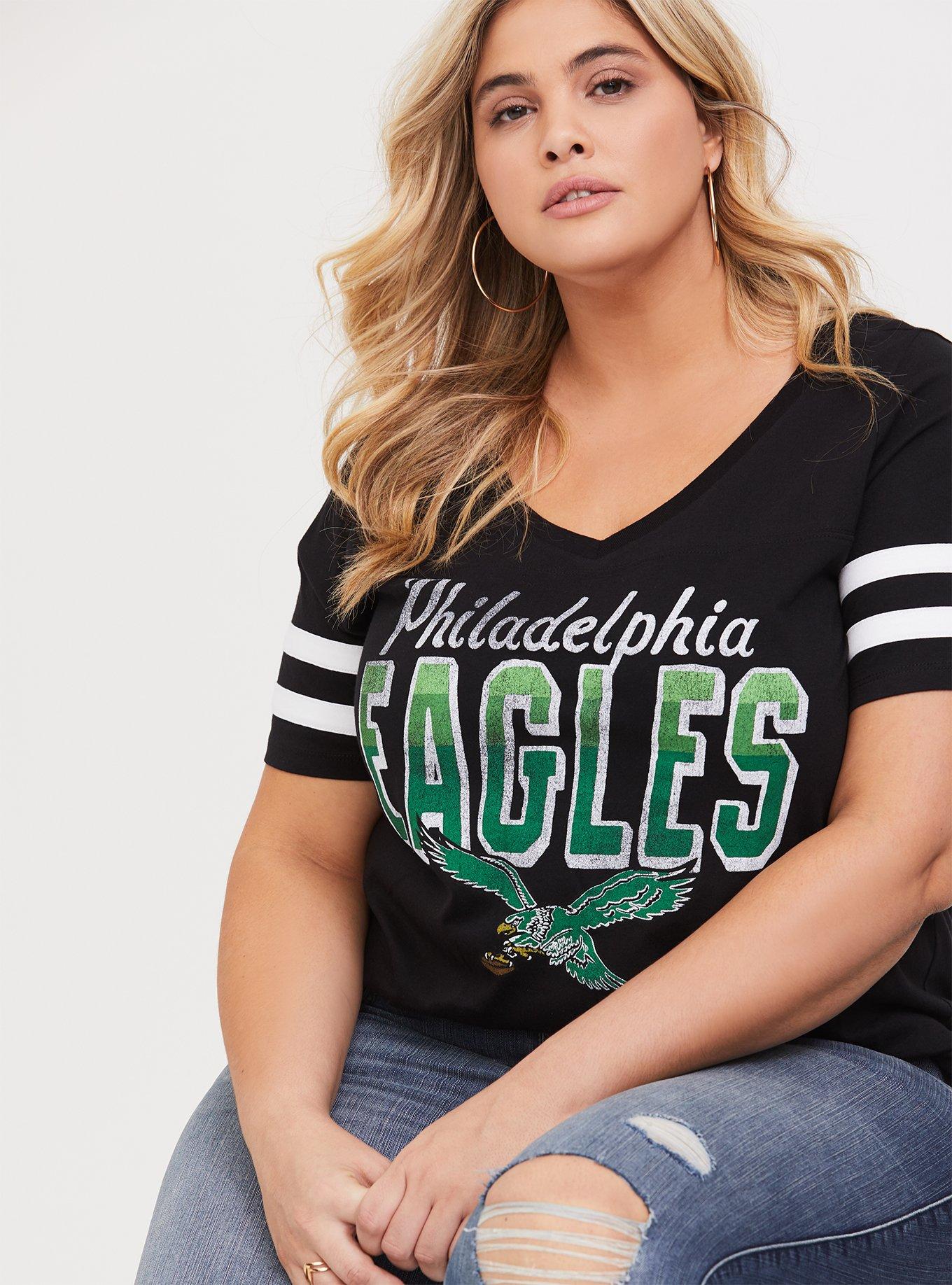NFL Philadelphia Eagles Black V-Neck Football Tee, DEEP BLACK, alternate