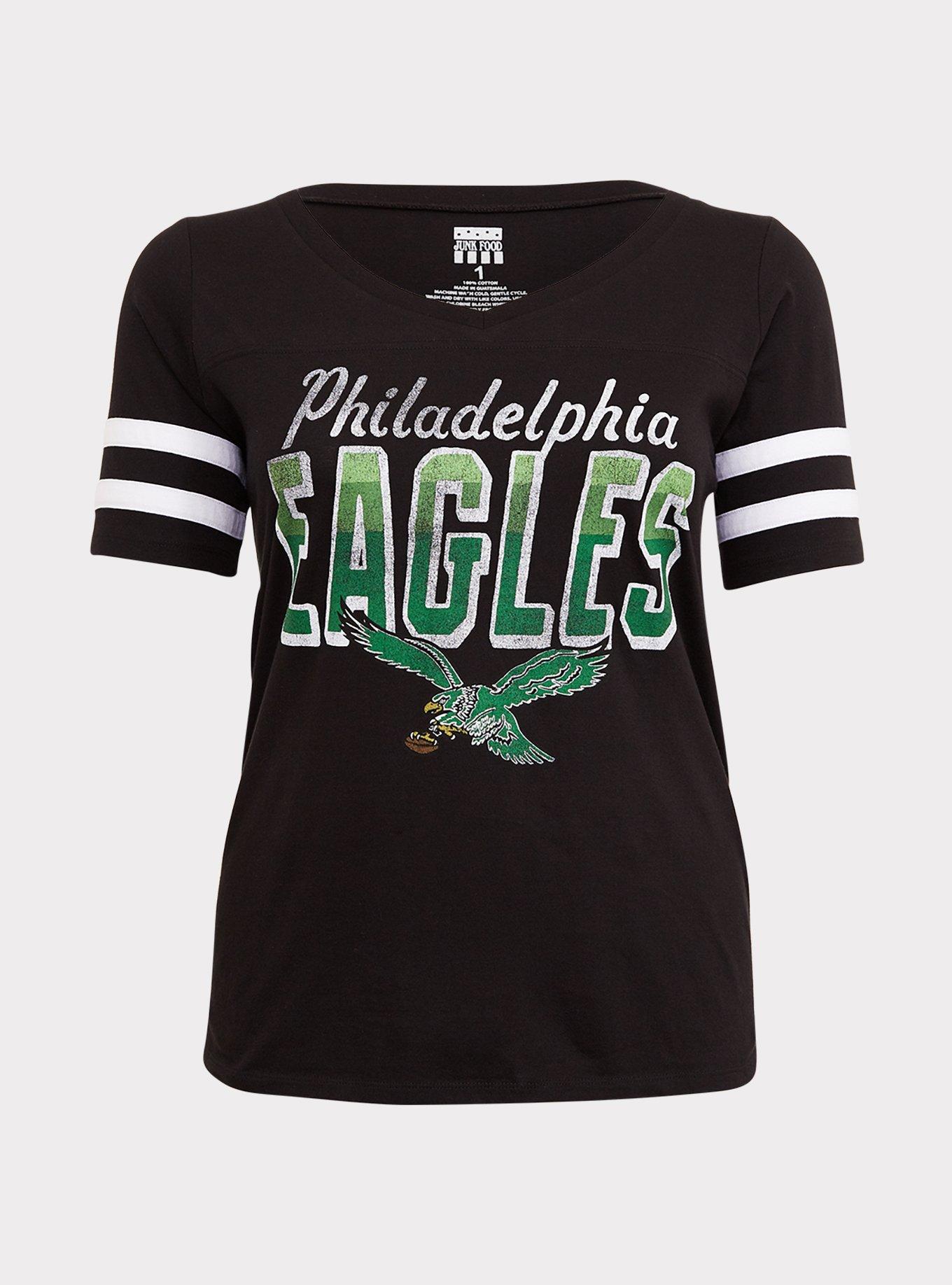 Women's Junk Food Black Philadelphia Eagles Team Spirit Tie-Dye T-Shirt