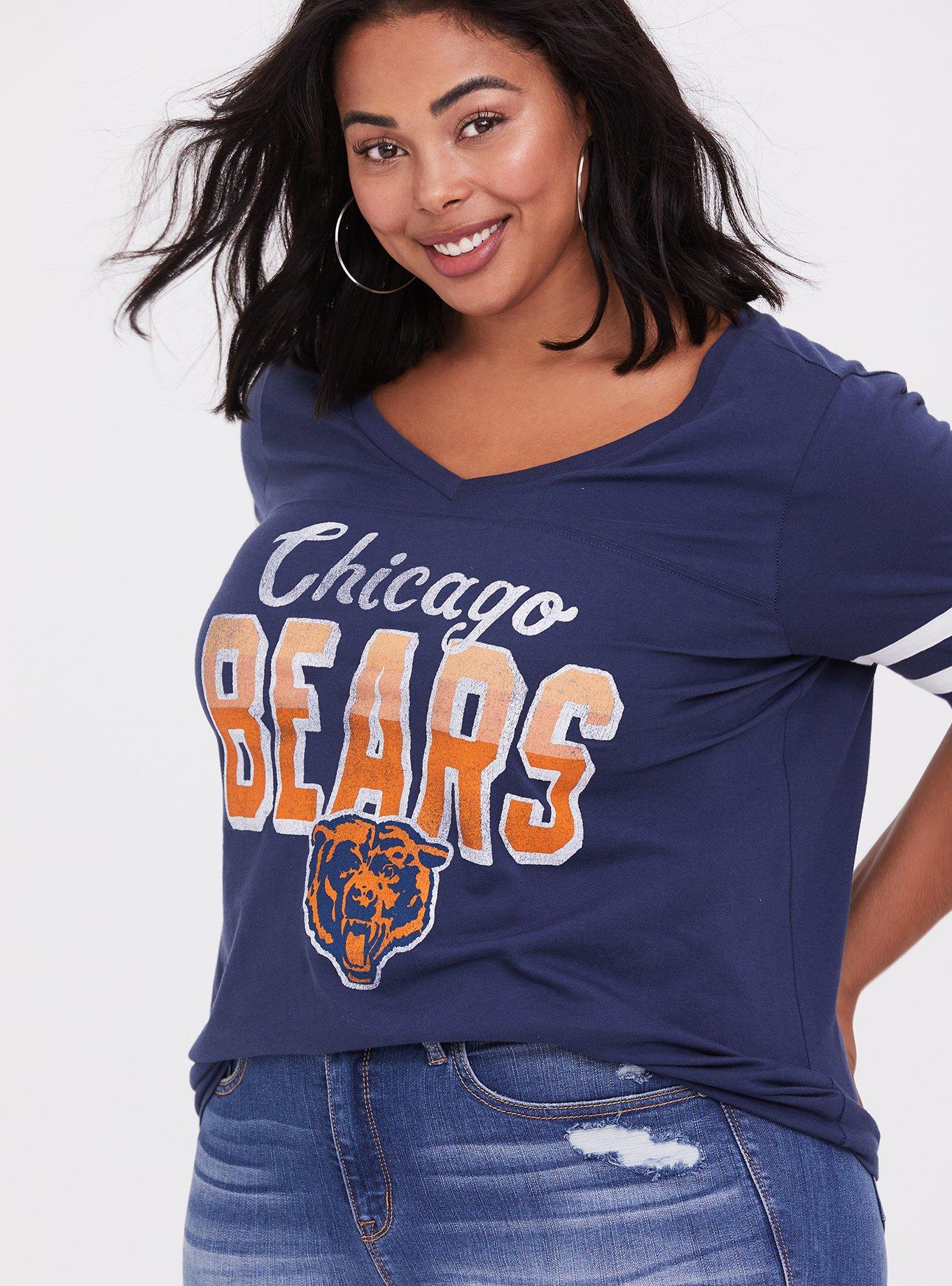 Plus Size NFL Chicago Bears Navy V-Neck Football Tee, PEACOAT, alternate