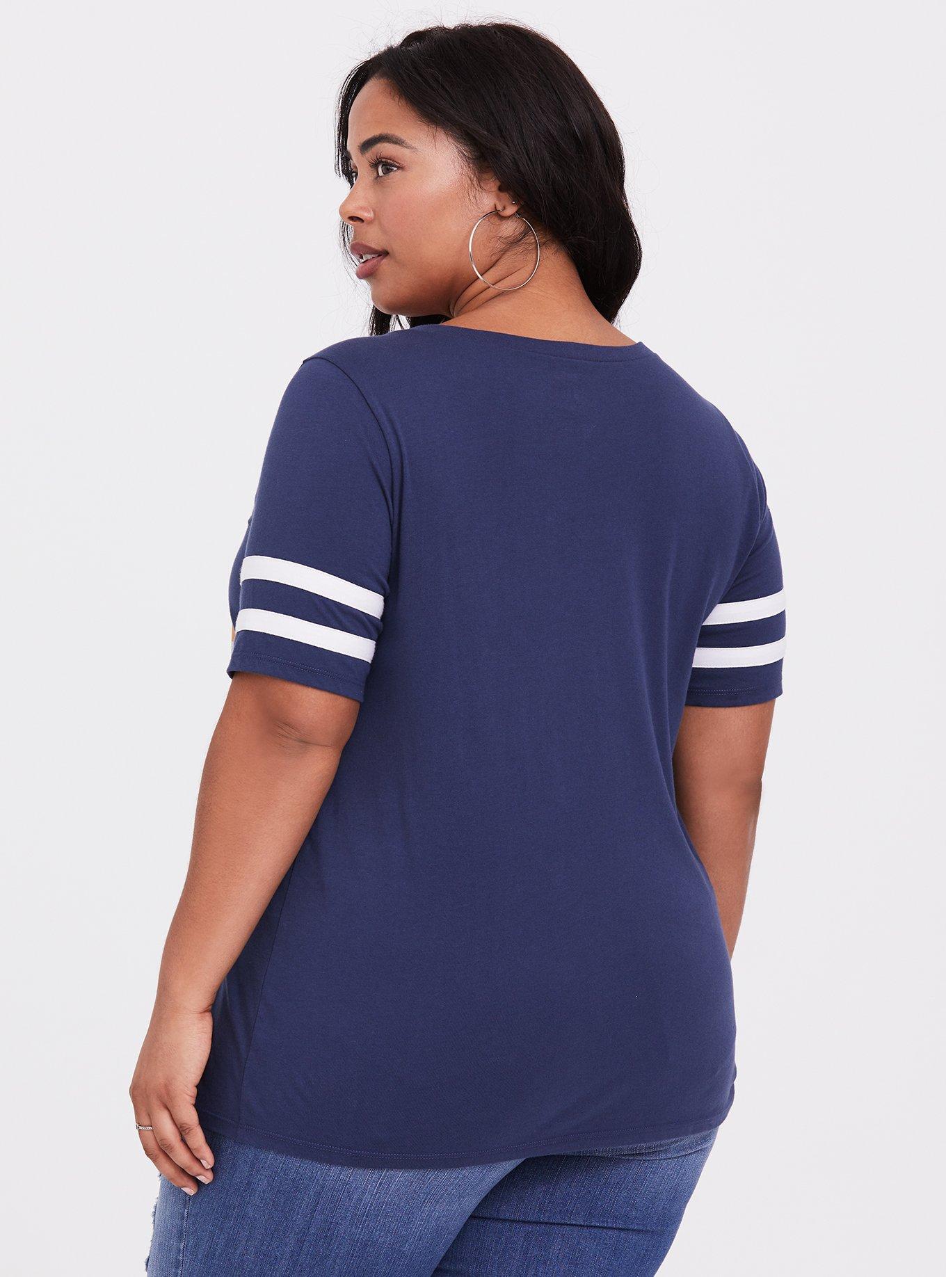 Plus Size - NFL Denver Broncos Blue V-Neck Football Tee - Torrid