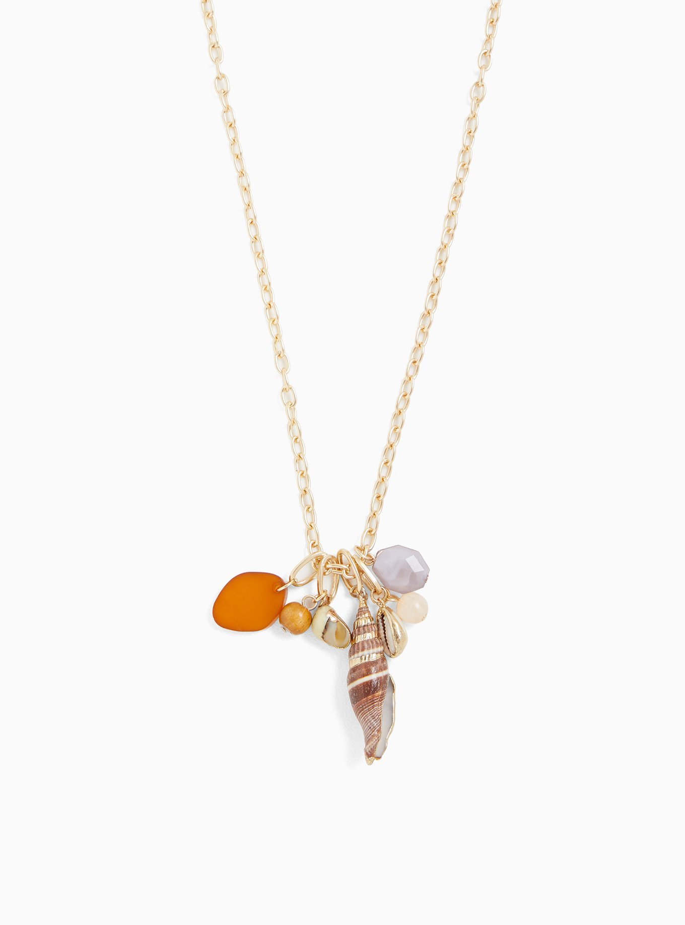 Plus Size - Gold-Tone Shell Charm Cluster Pendant Necklace - Torrid