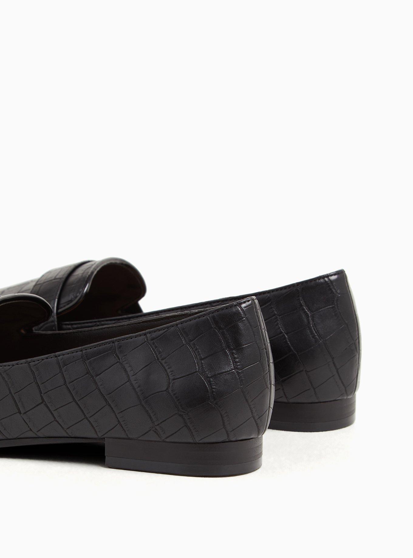 Almond Toe Loafer (WW), BLACK FAUX CROCODILE, alternate