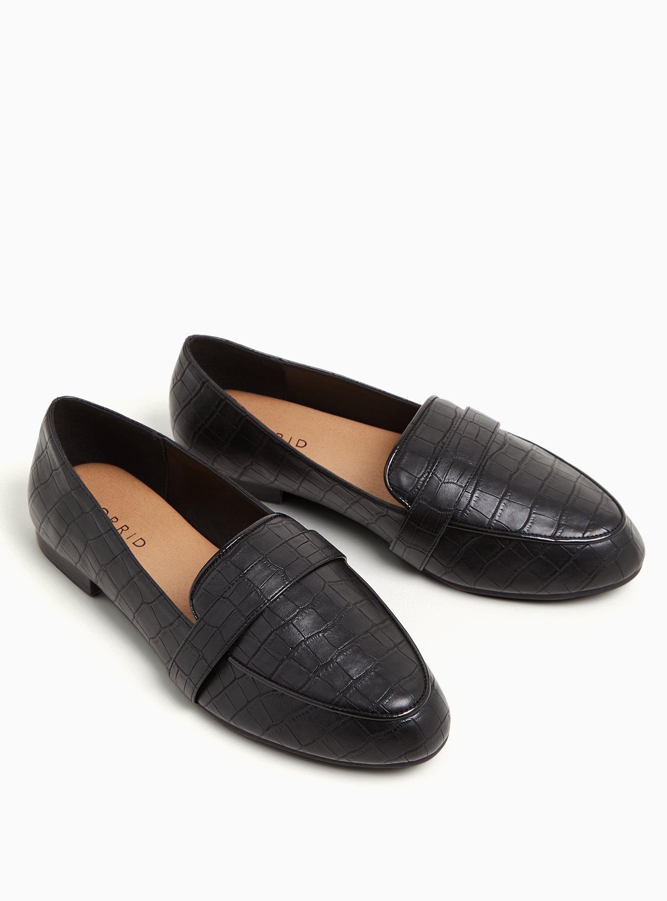 Almond Toe Loafer (WW), BLACK FAUX CROCODILE, alternate