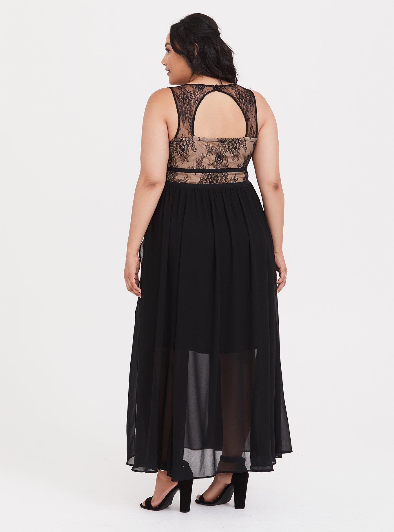 Plus Size - Black Lace & Chiffon Maxi Dress - Torrid