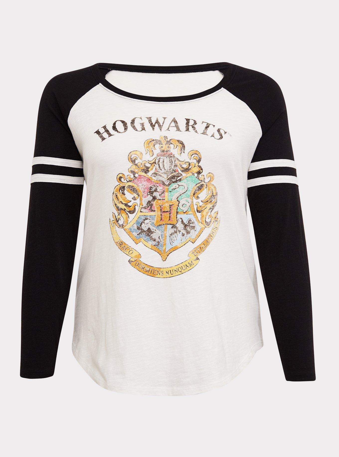 Harry Potter Hogwarts Crest White Football Raglan Top, , hi-res