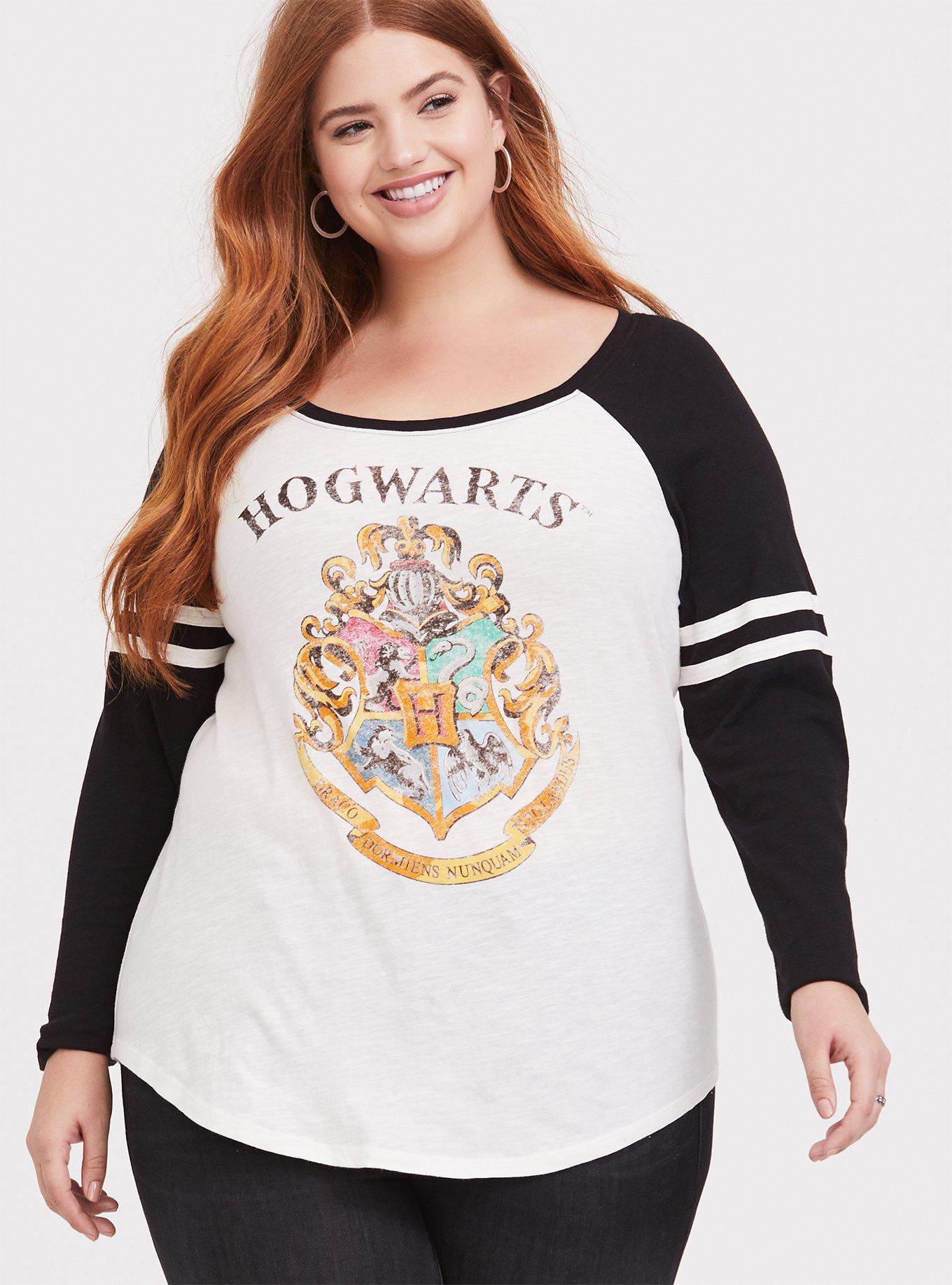 Harry Potter Hogwarts Crest White Football Raglan Top, , hi-res