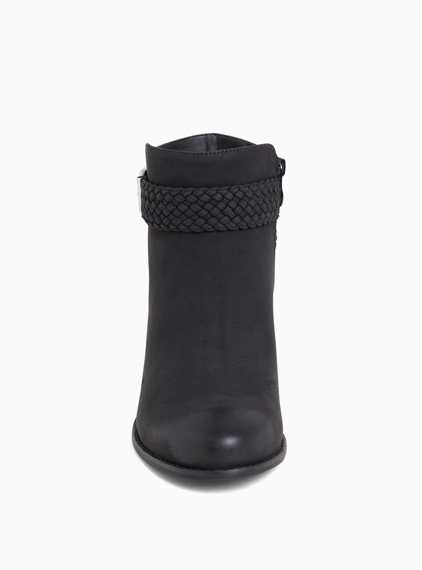 Faux Leather Braided Bootie (WW), BLACK, alternate