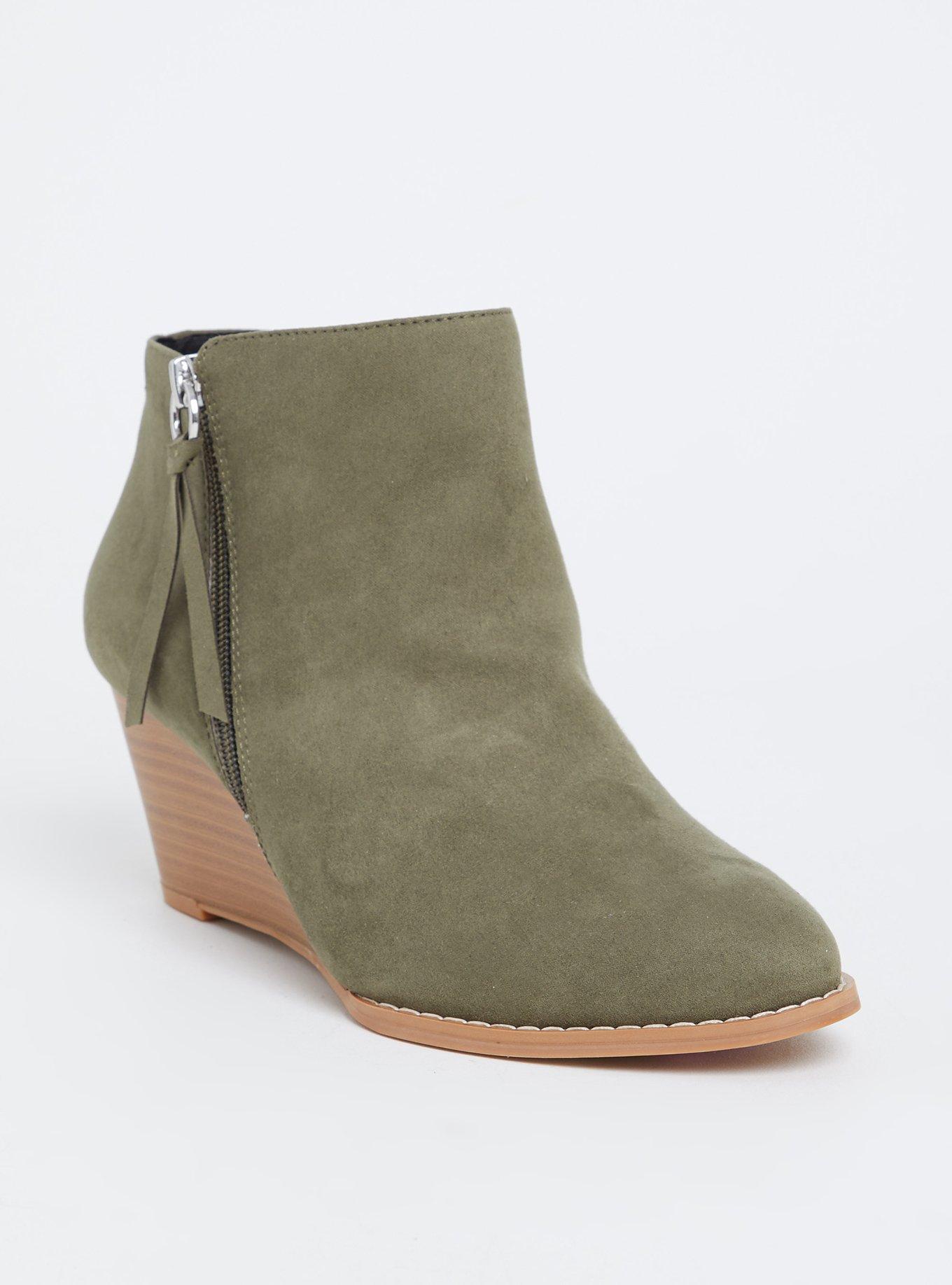 Faux Suede Wedge Booties