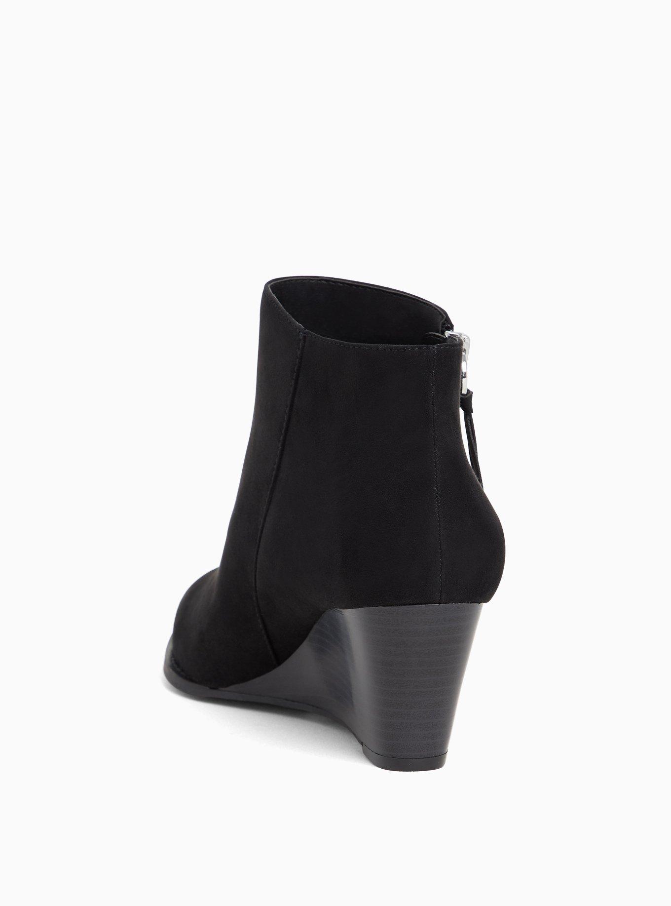 Plus Size Faux Suede Wedge Bootie (WW), BLACK, alternate