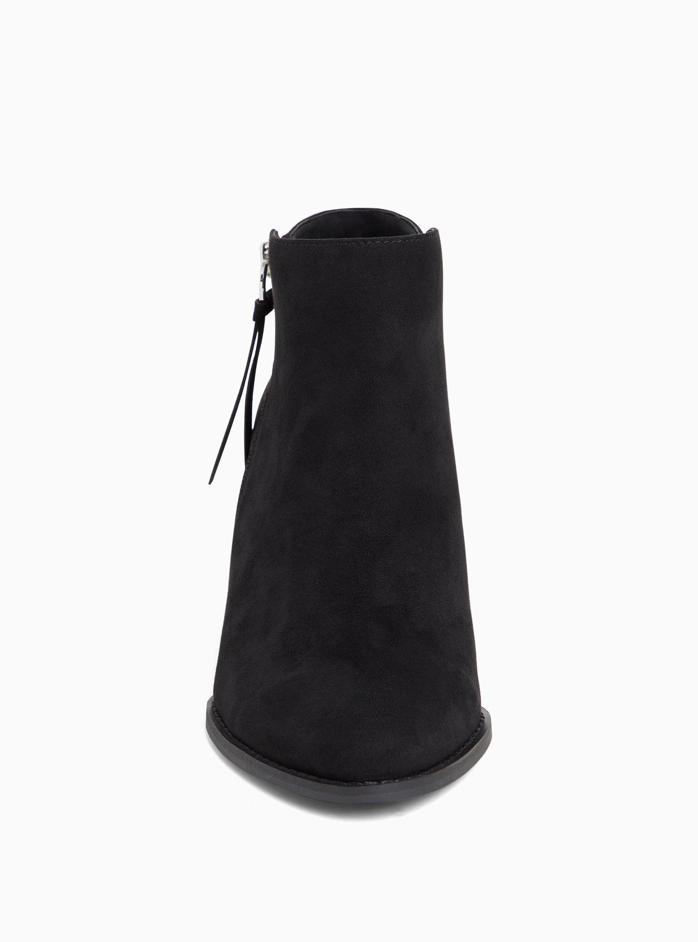 Plus Size Faux Suede Wedge Bootie (WW), BLACK, alternate