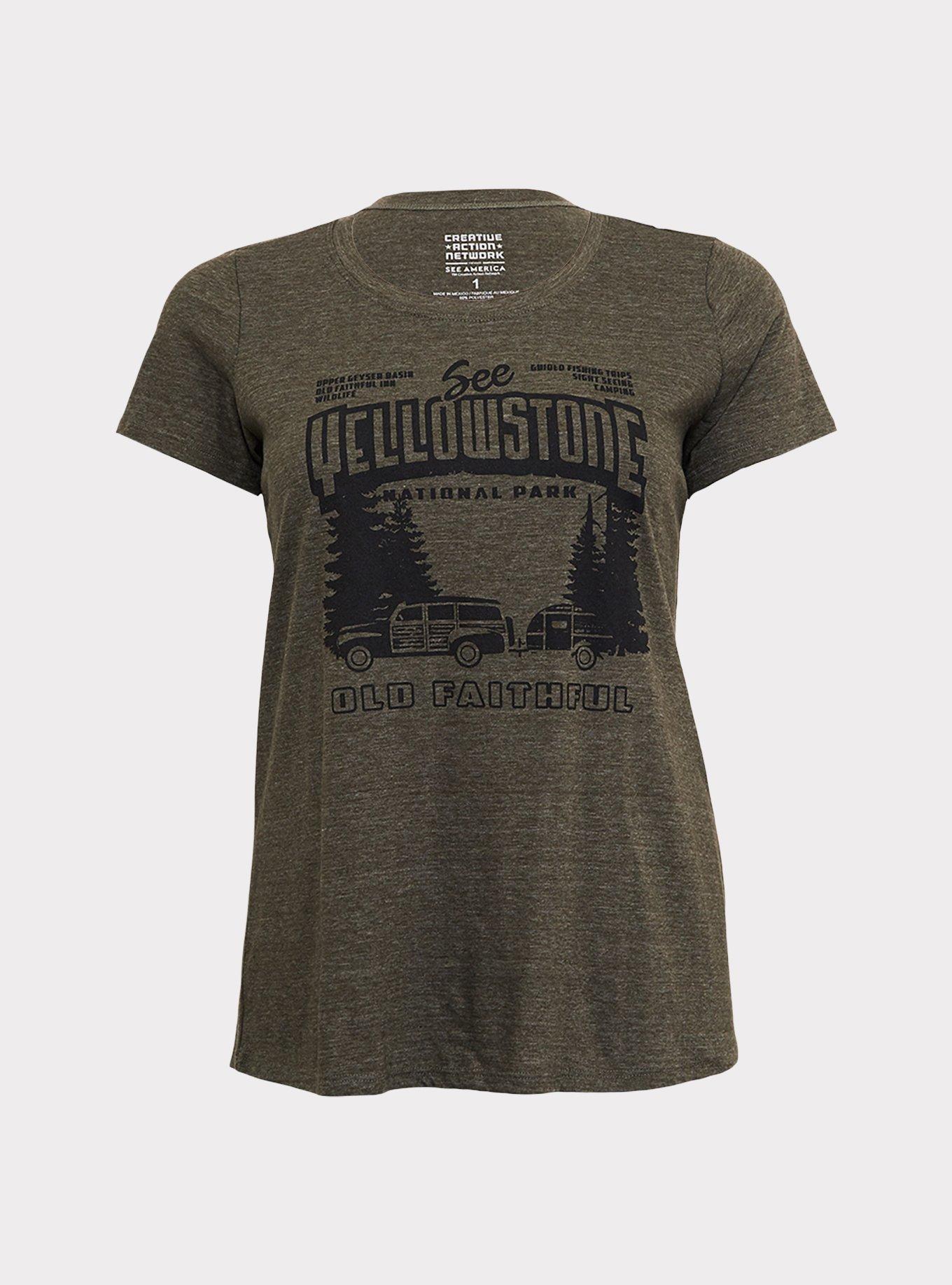 Plus Size Yellowstone Olive Green Triblend Crew Tee, , hi-res