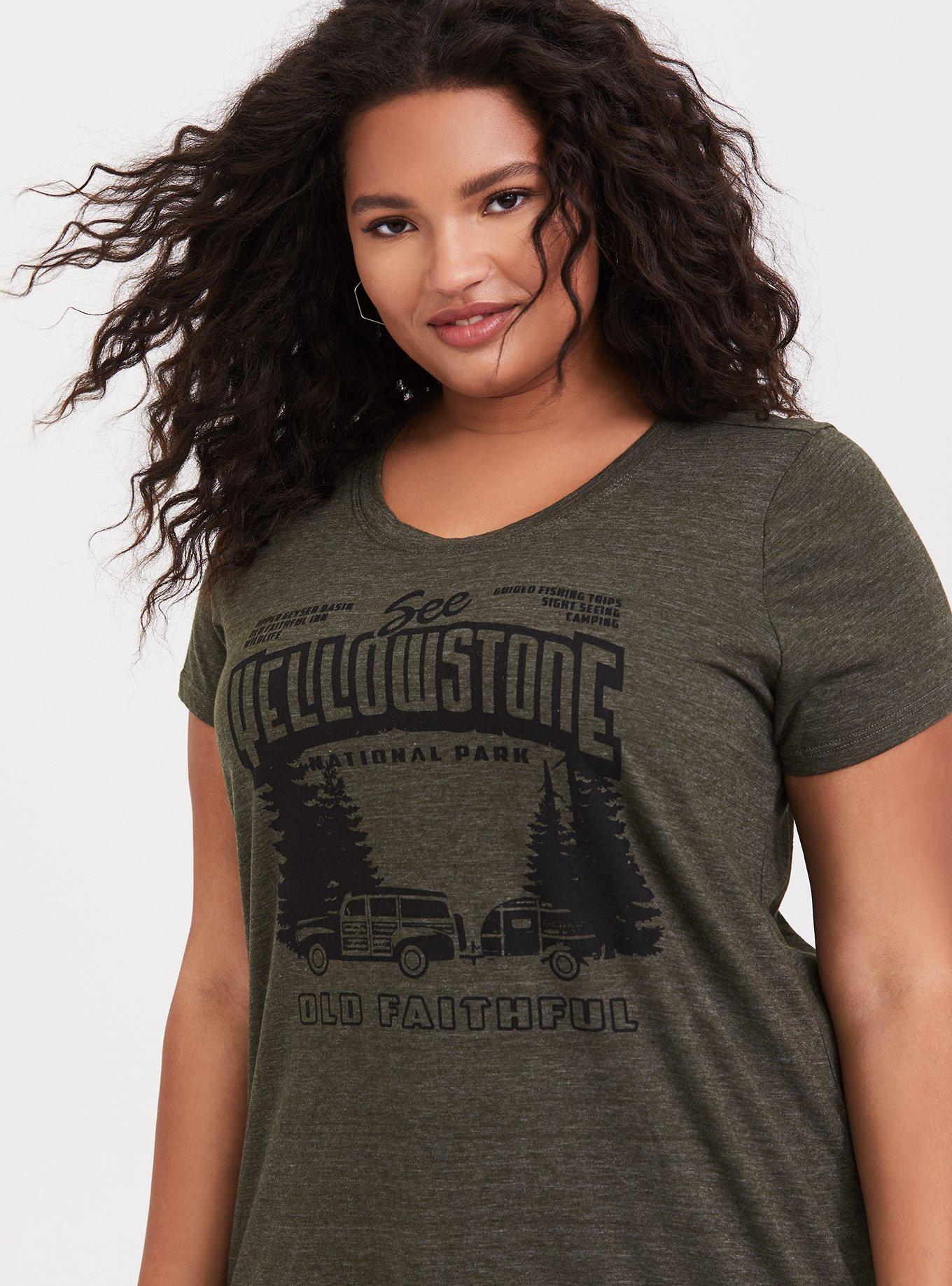 Plus Size Yellowstone Olive Green Triblend Crew Tee, , hi-res
