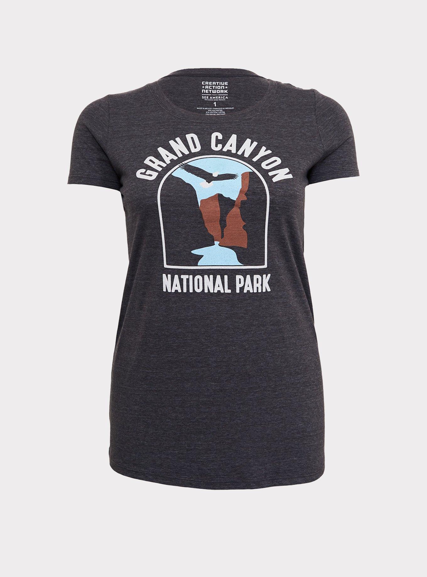 Plus Size Grand Canyon Charcoal Grey Crew Tee, , hi-res