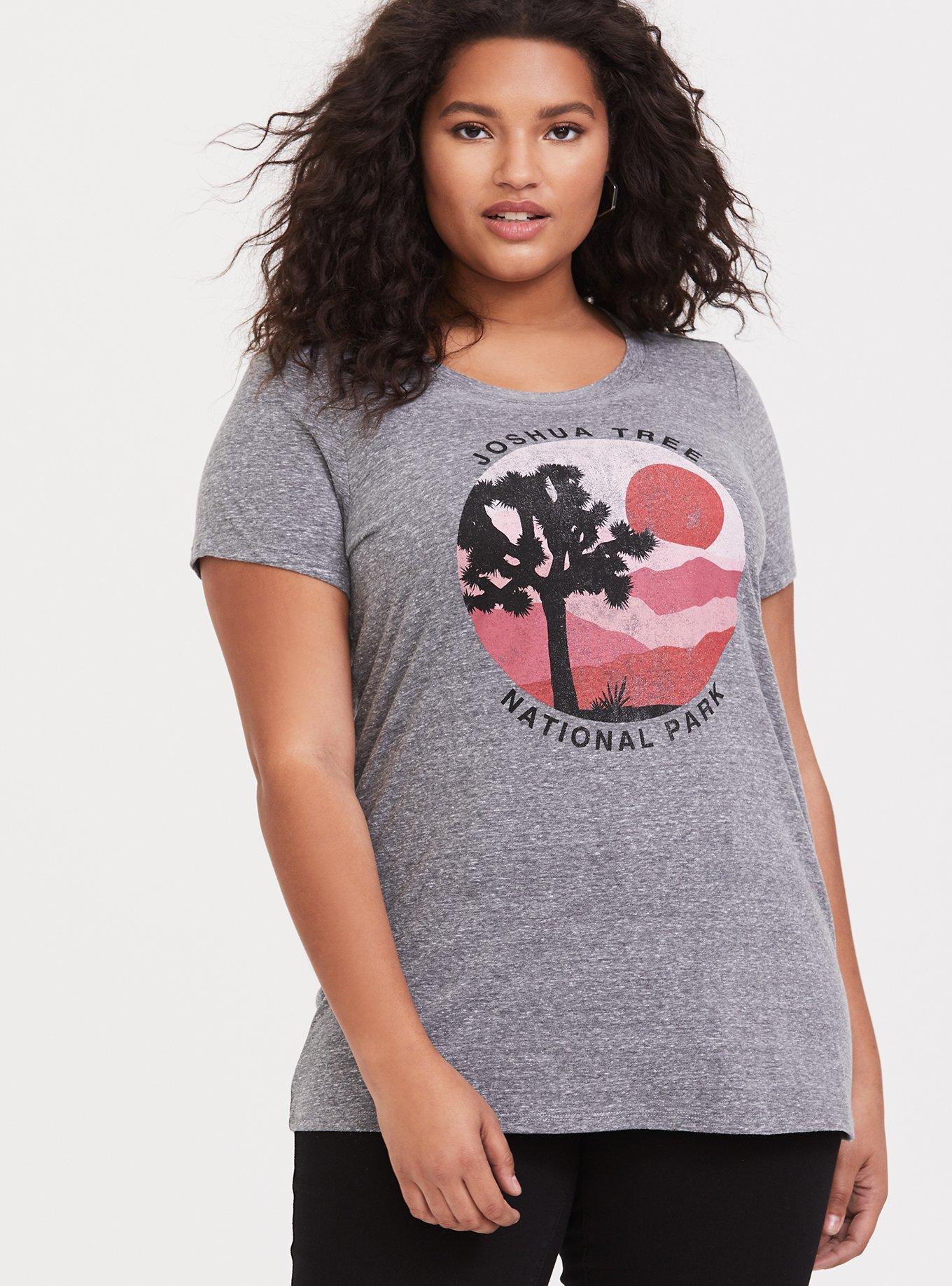 Plus Size Joshua Tree Grey Triblend Crew Tee, , hi-res