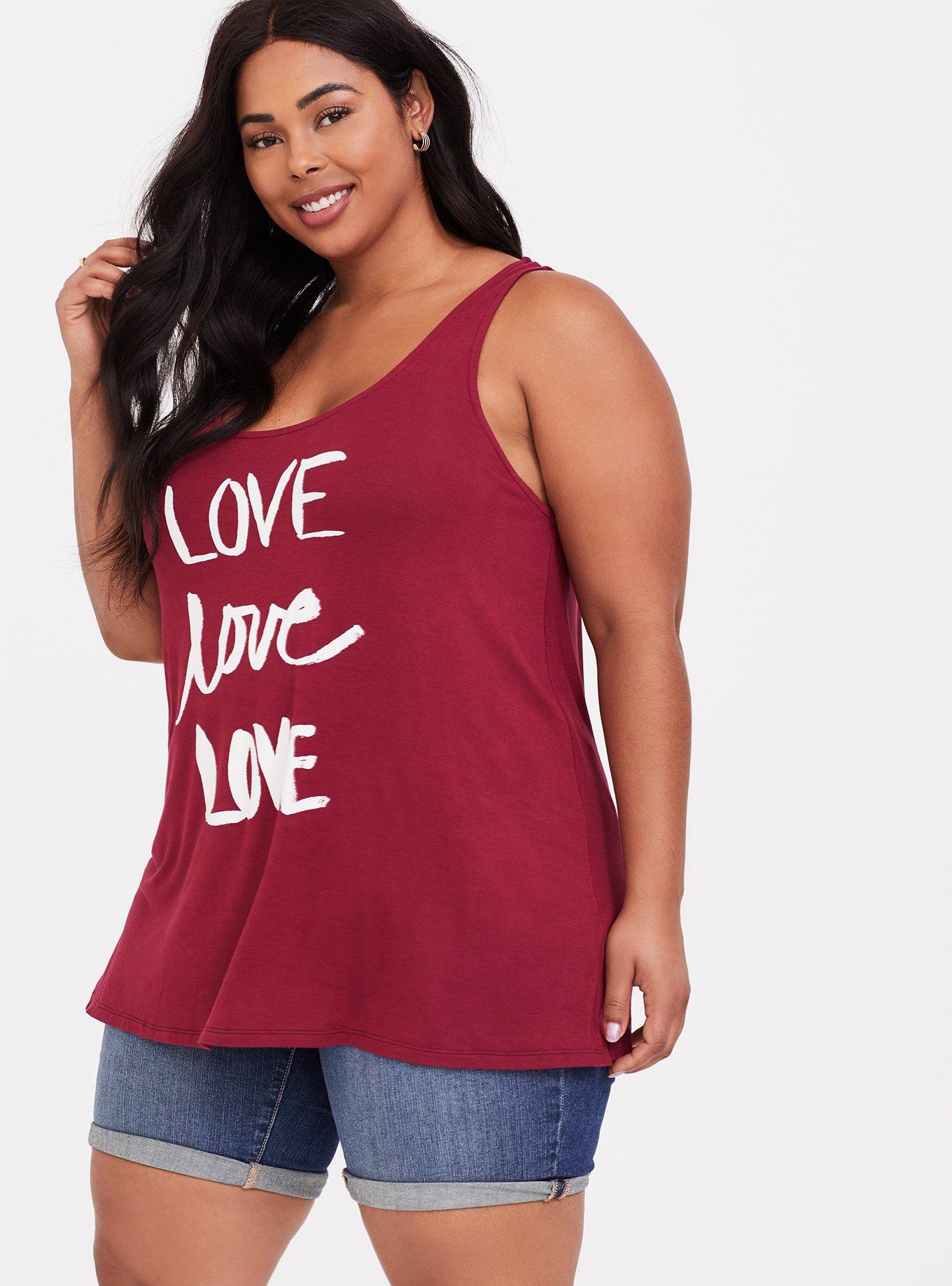 Plus Size Red Wine Love Strappy Back Tank, WINETASTING, alternate