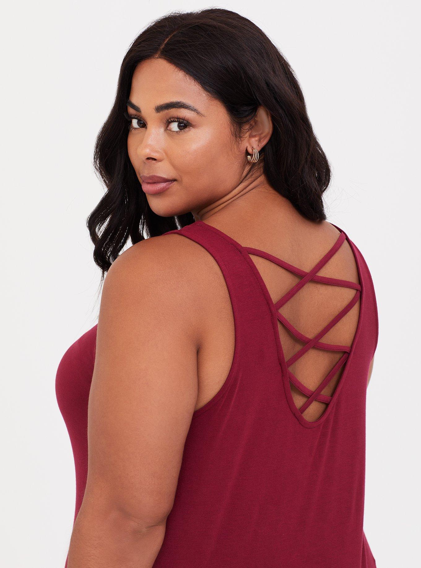 Plus Size Red Wine Love Strappy Back Tank, WINETASTING, alternate