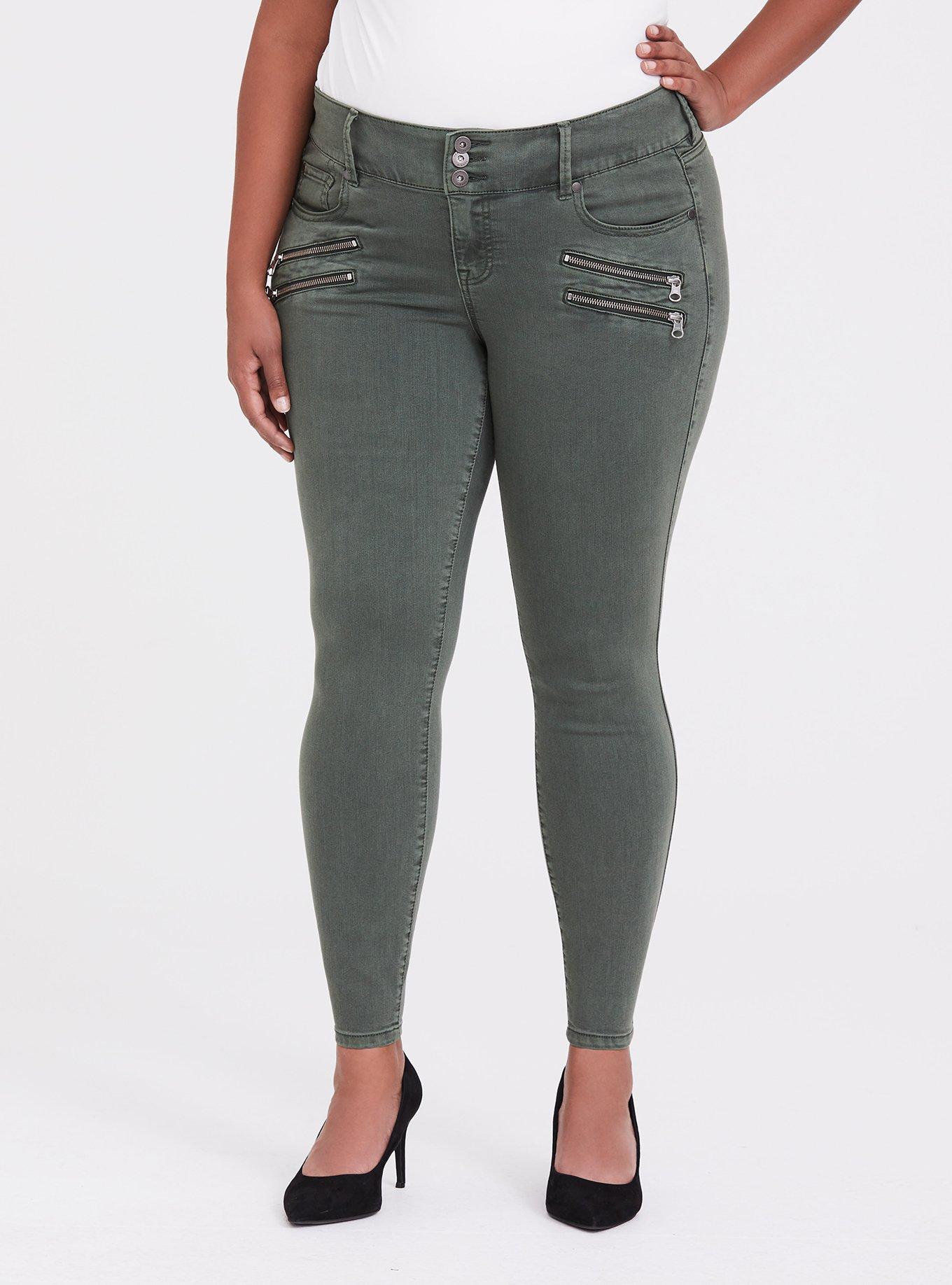 Women Solid Olive Green Super Stretch Jeggings