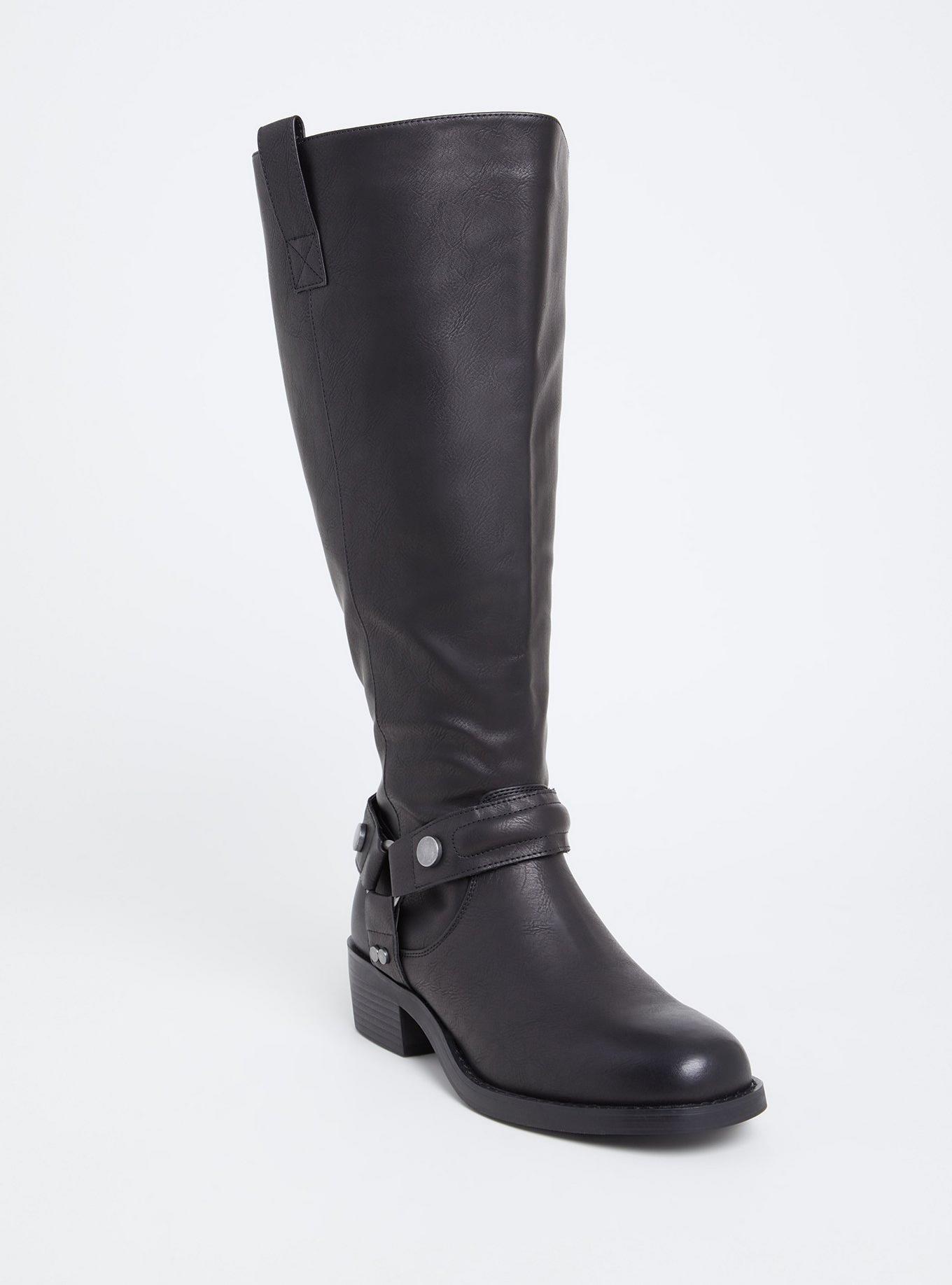 Plus Size - Black Faux Leather Knee-High Boot (WW) - Torrid