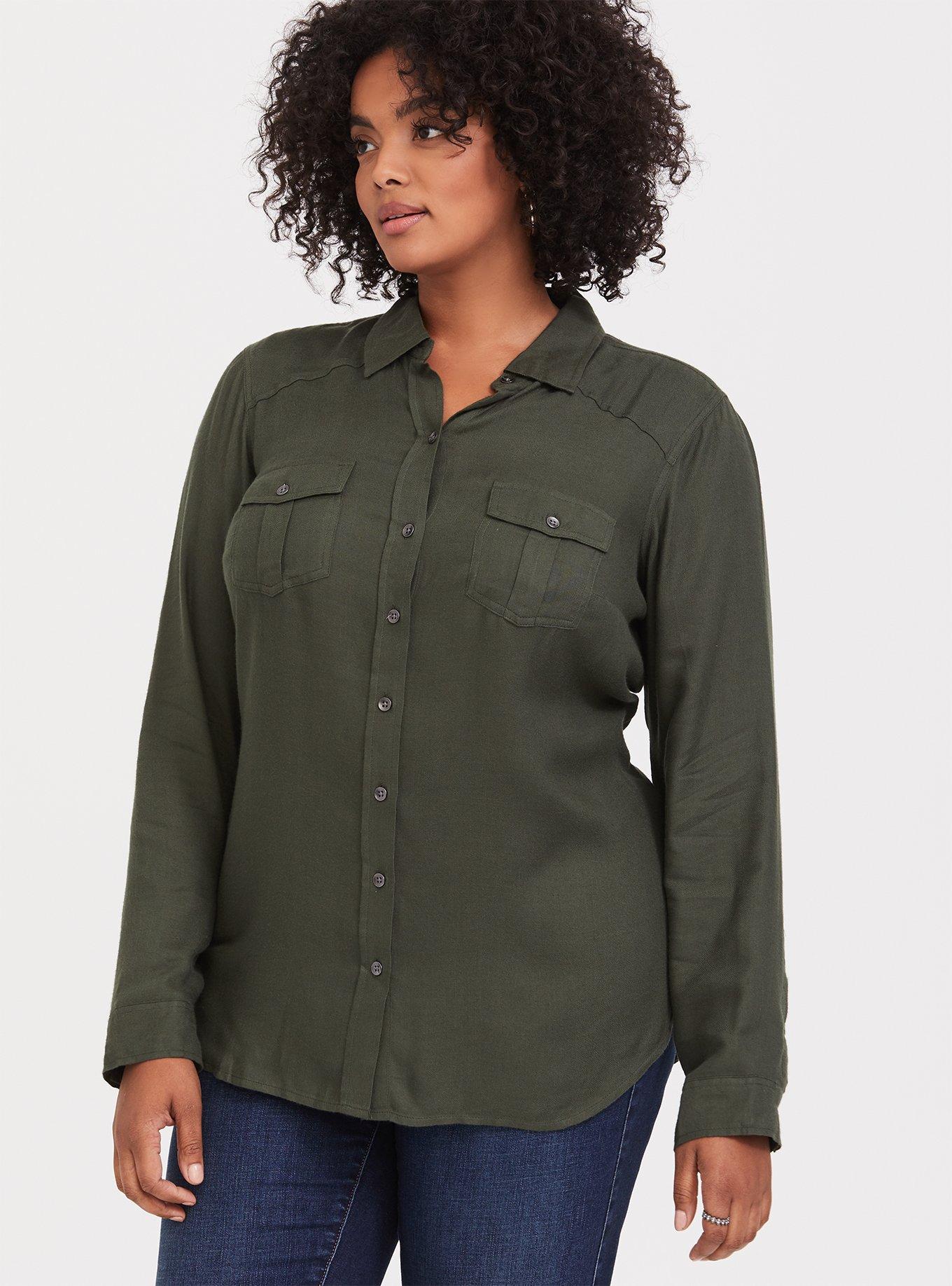 Olive green hot sale shirt women