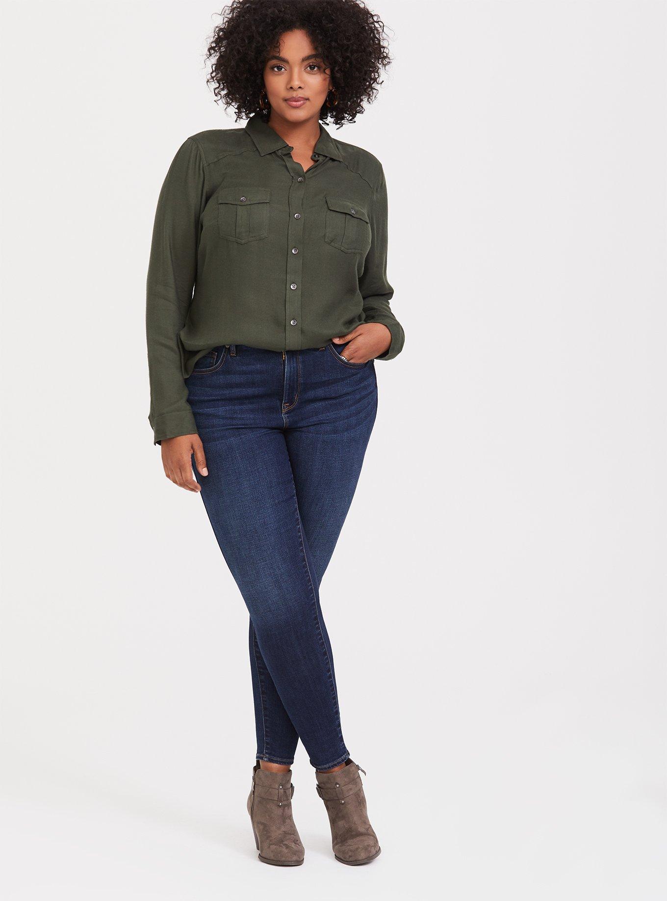 Olive green hotsell plus size tops