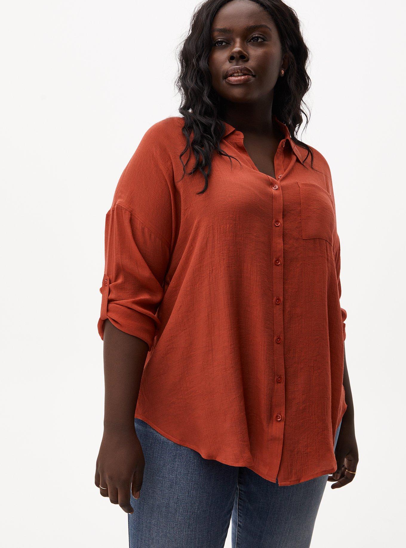 Plus Size Lindsay Drop Shoulder Button Down Shirt Torrid