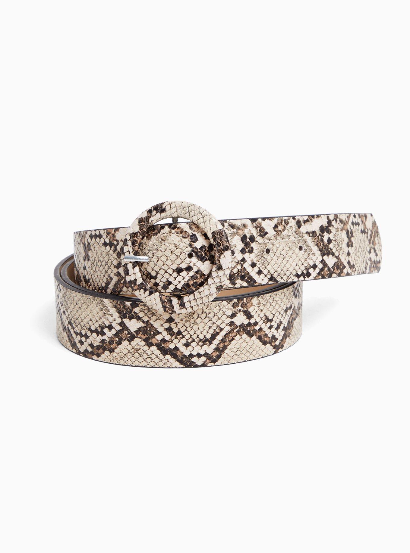 Final Sale Plus Size Snake Print Belt with Gold Buckle in Pink, Purple &  Black