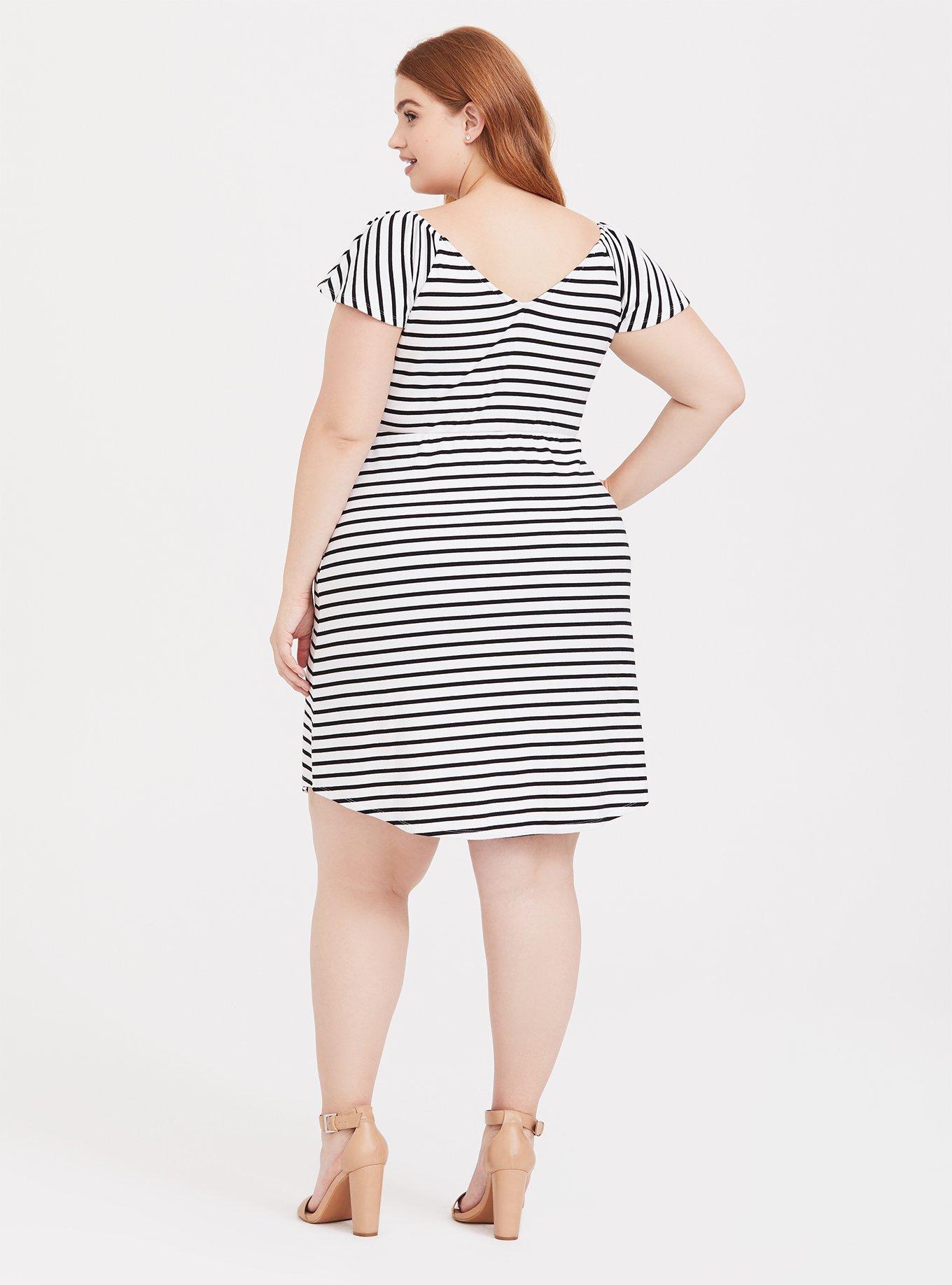 Plus Size Black White Stripe Rib T Shirt Dress Torrid