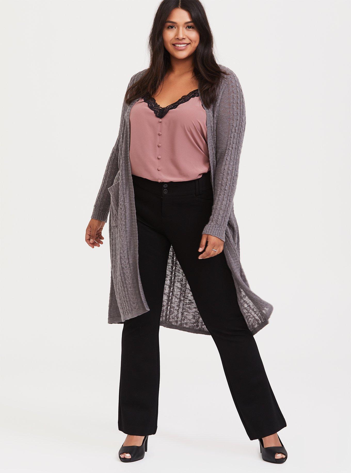 Women's Plus Size Longline Grey Cardigan