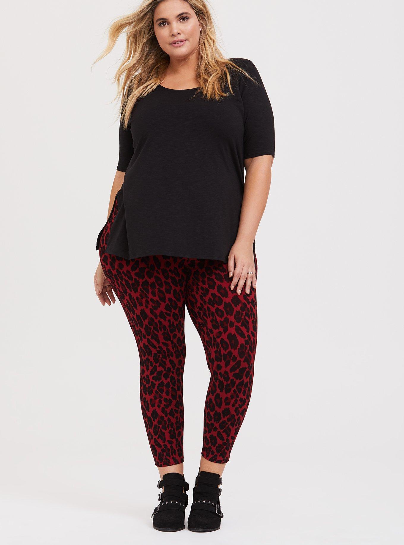 Plus Size - Ponte Stretch Ankle Skinny Pant - Red Leopard - Torrid