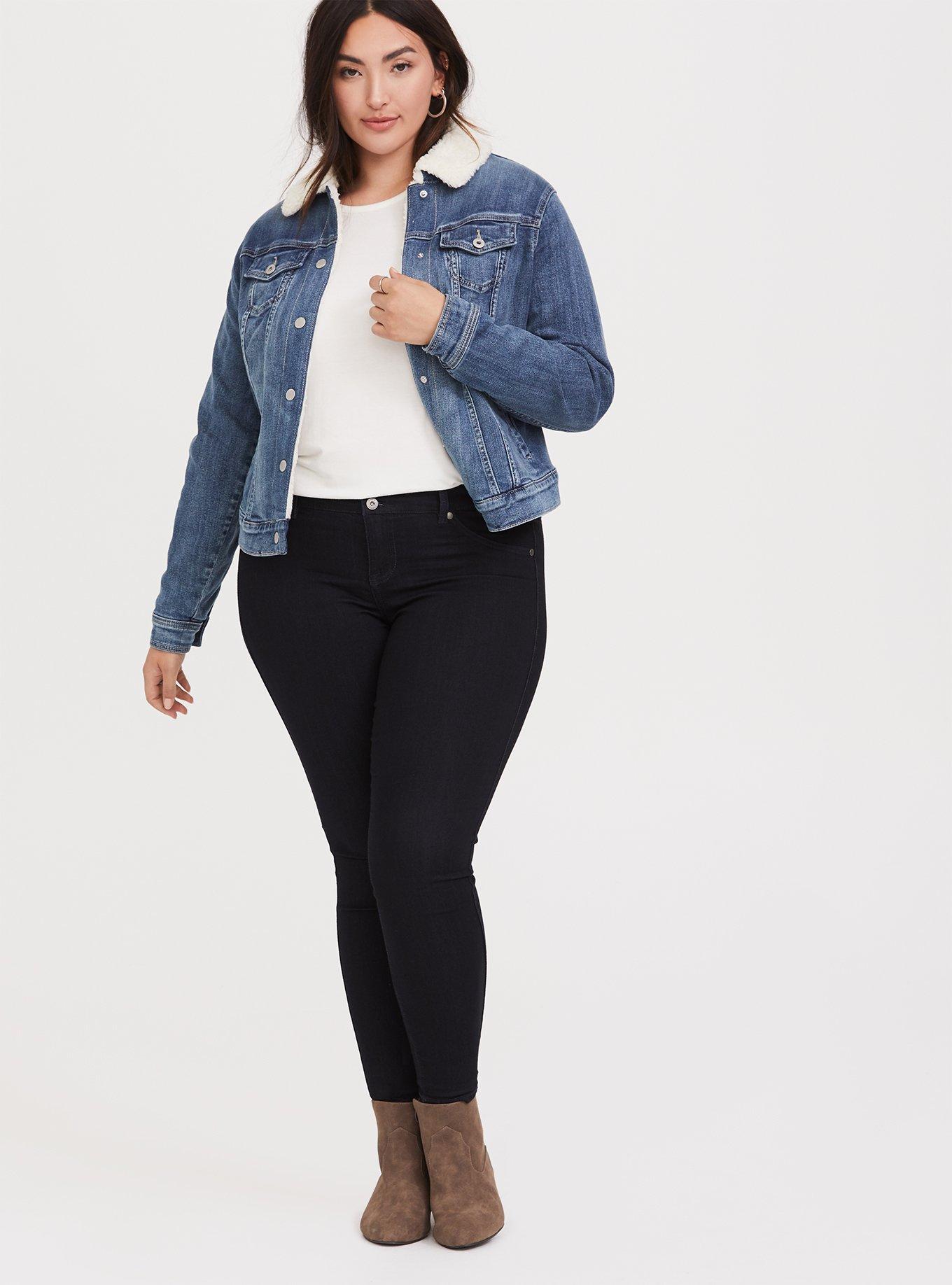 Sherpa denim 2024 jacket plus size