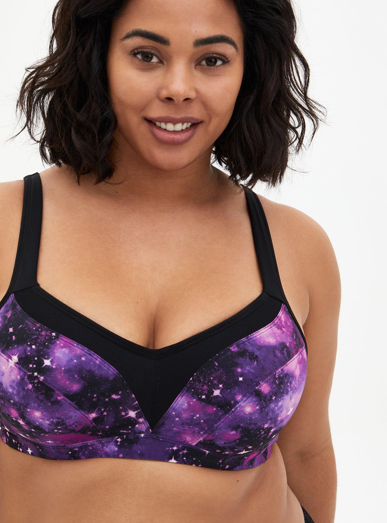 Womens Full Support High Impact Racerback Lightly Lined Underwire Sports  Bra Dark Purple 42D