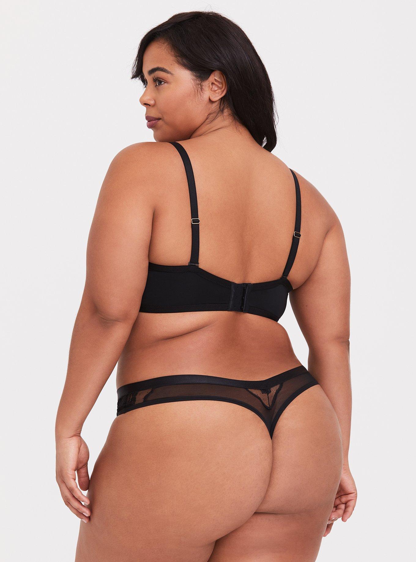 Plunge Unlined Mesh Lace Straight Back Bra, , alternate