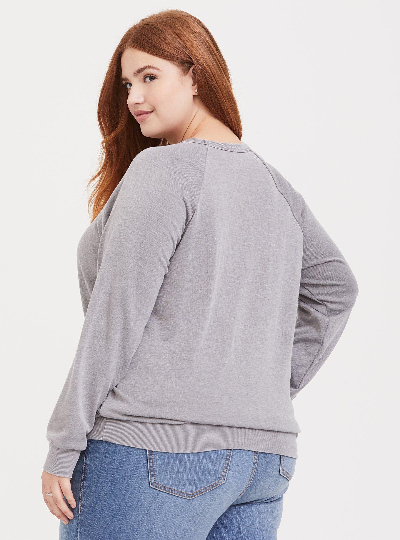 Plus Size Disney Frozen 2 Olaf Be Cool Grey Raglan Sweatshirt, HEATHER GREY, alternate