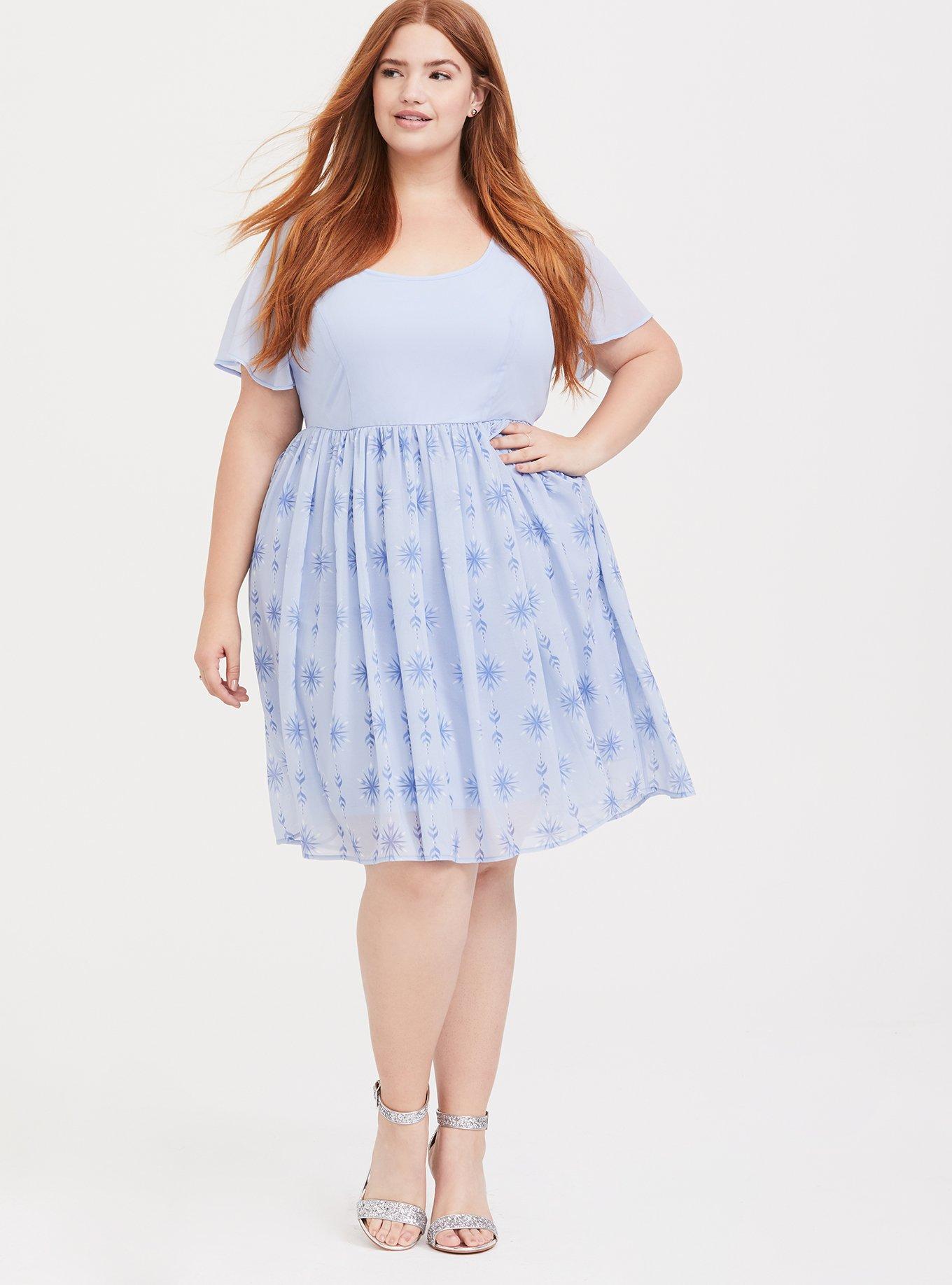 Plus Size - Disney Frozen 2 Elsa Snowflake Light Blue