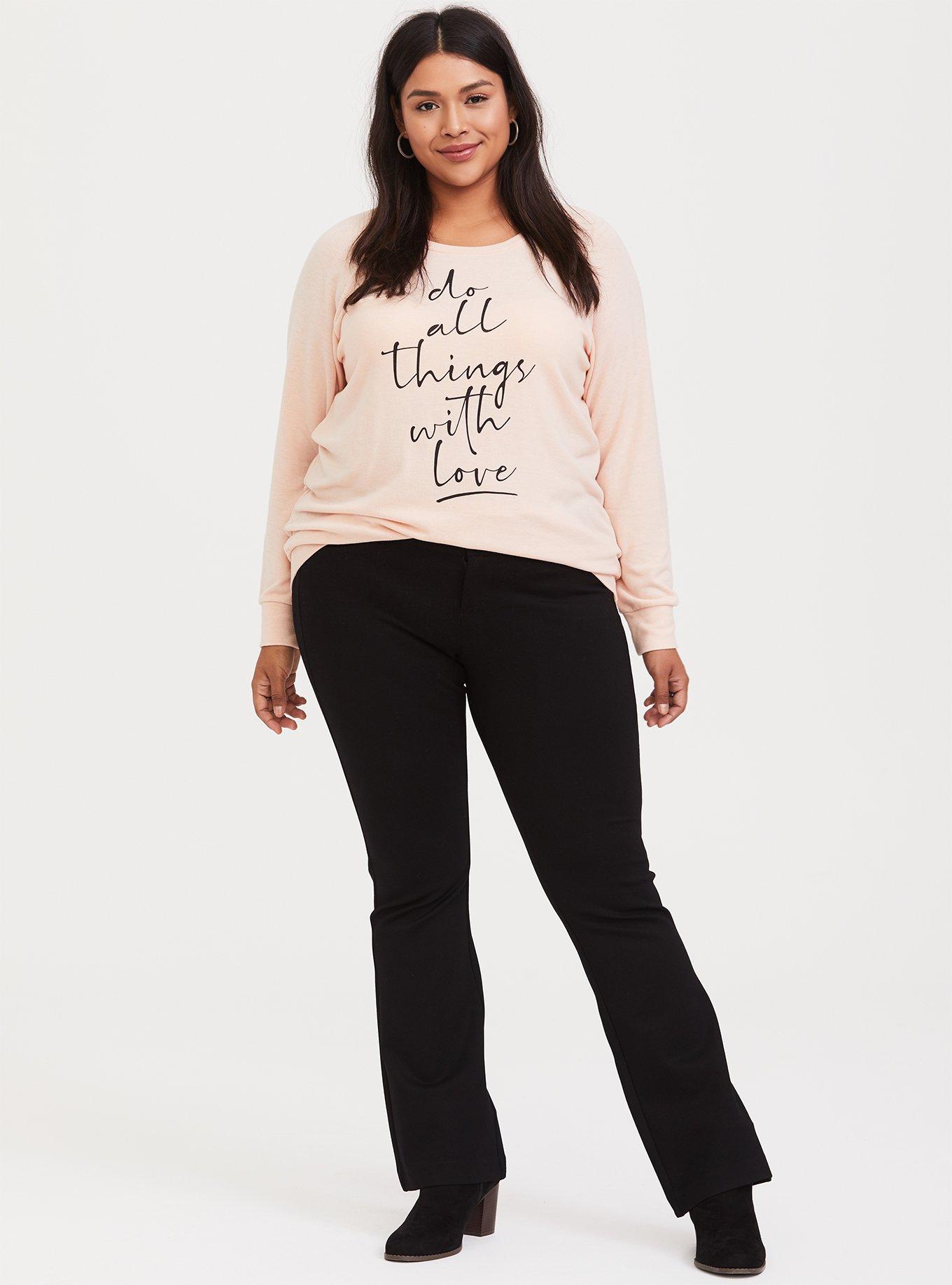 Plus Size With Love Light Pink Hacci Raglan Sweatshirt, NONEC, alternate