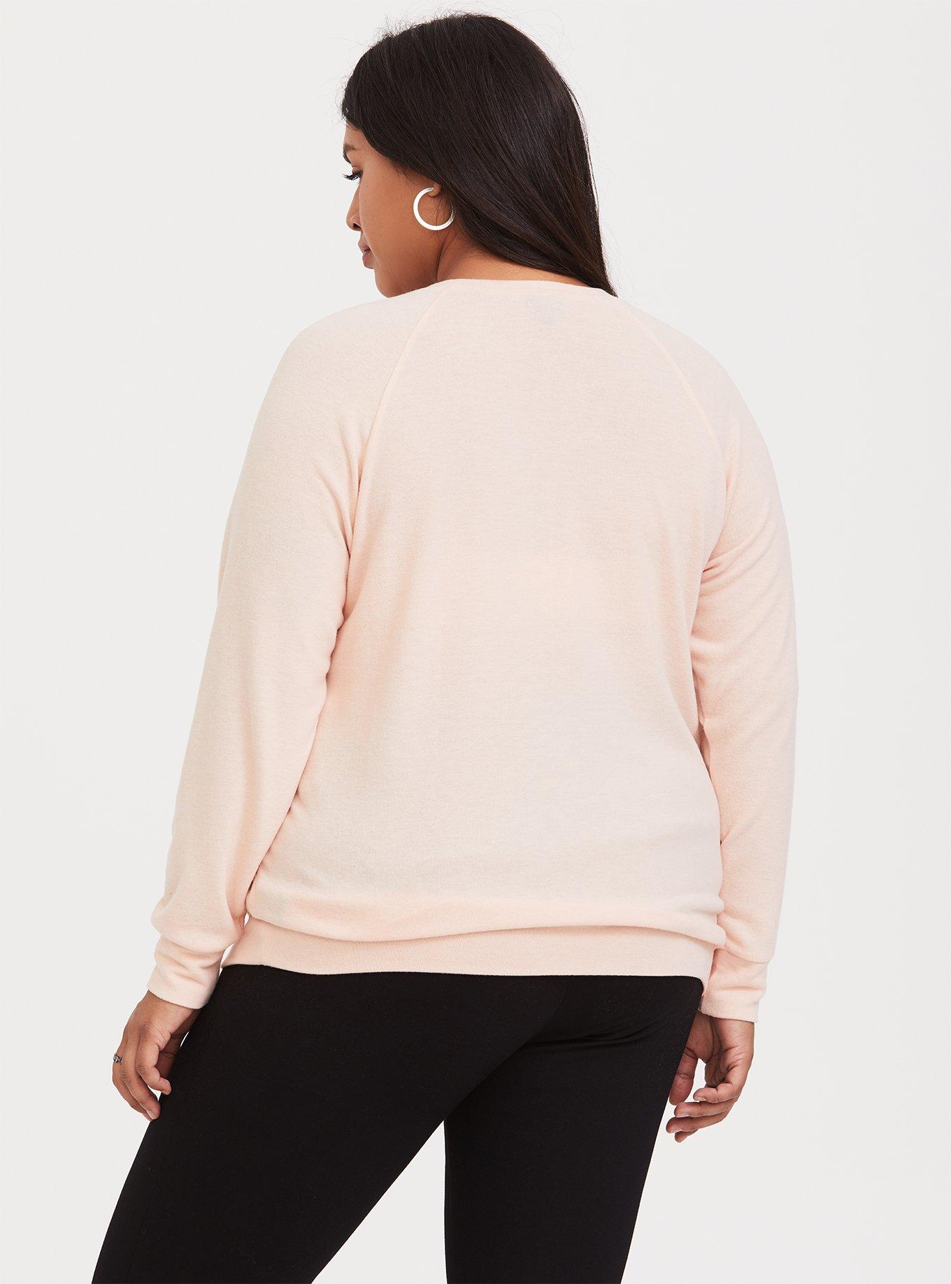 Plus Size With Love Light Pink Hacci Raglan Sweatshirt, NONEC, alternate