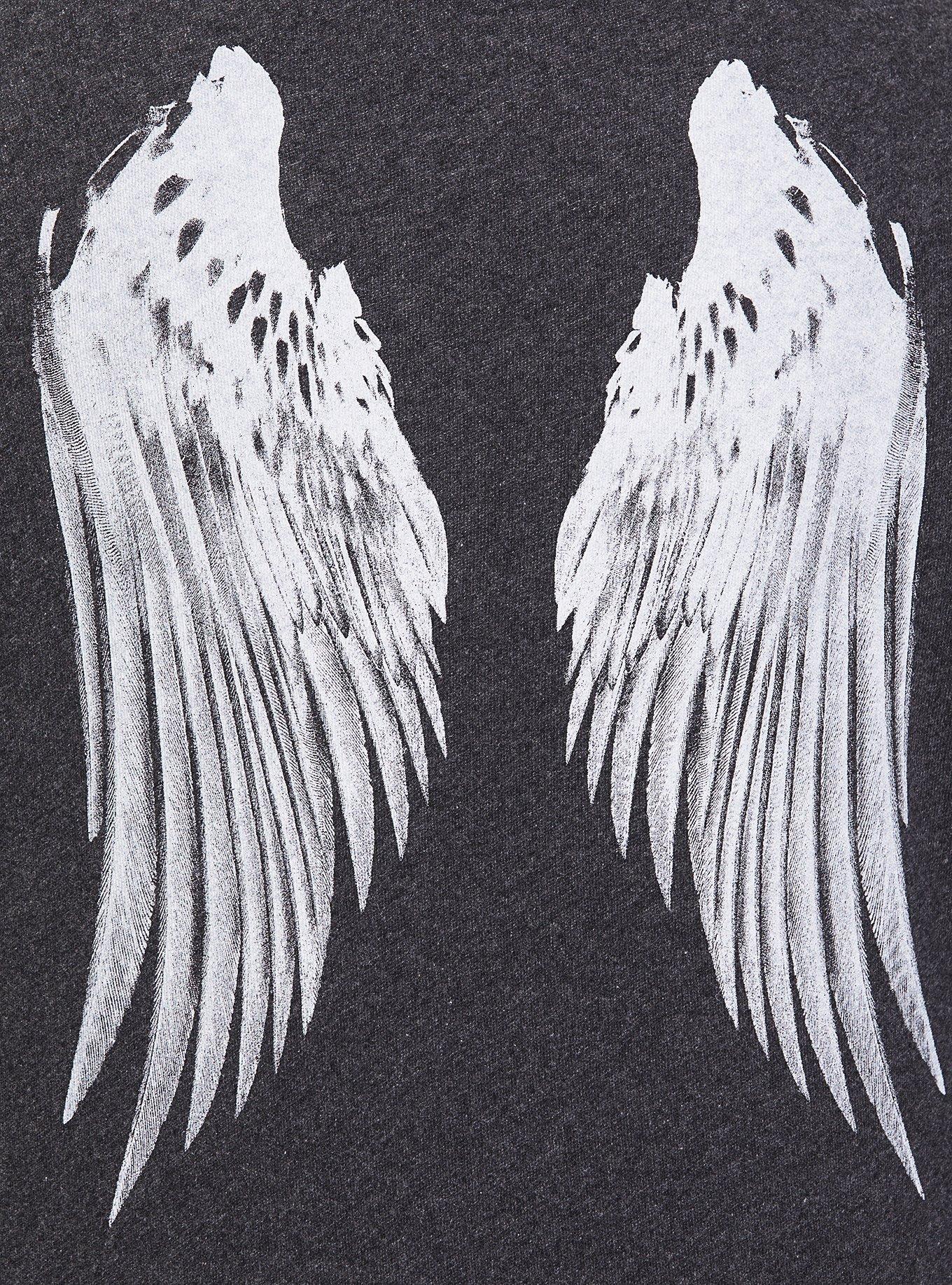 Plus Size - Charcoal Grey & White Wings Zip Hoodie - Torrid