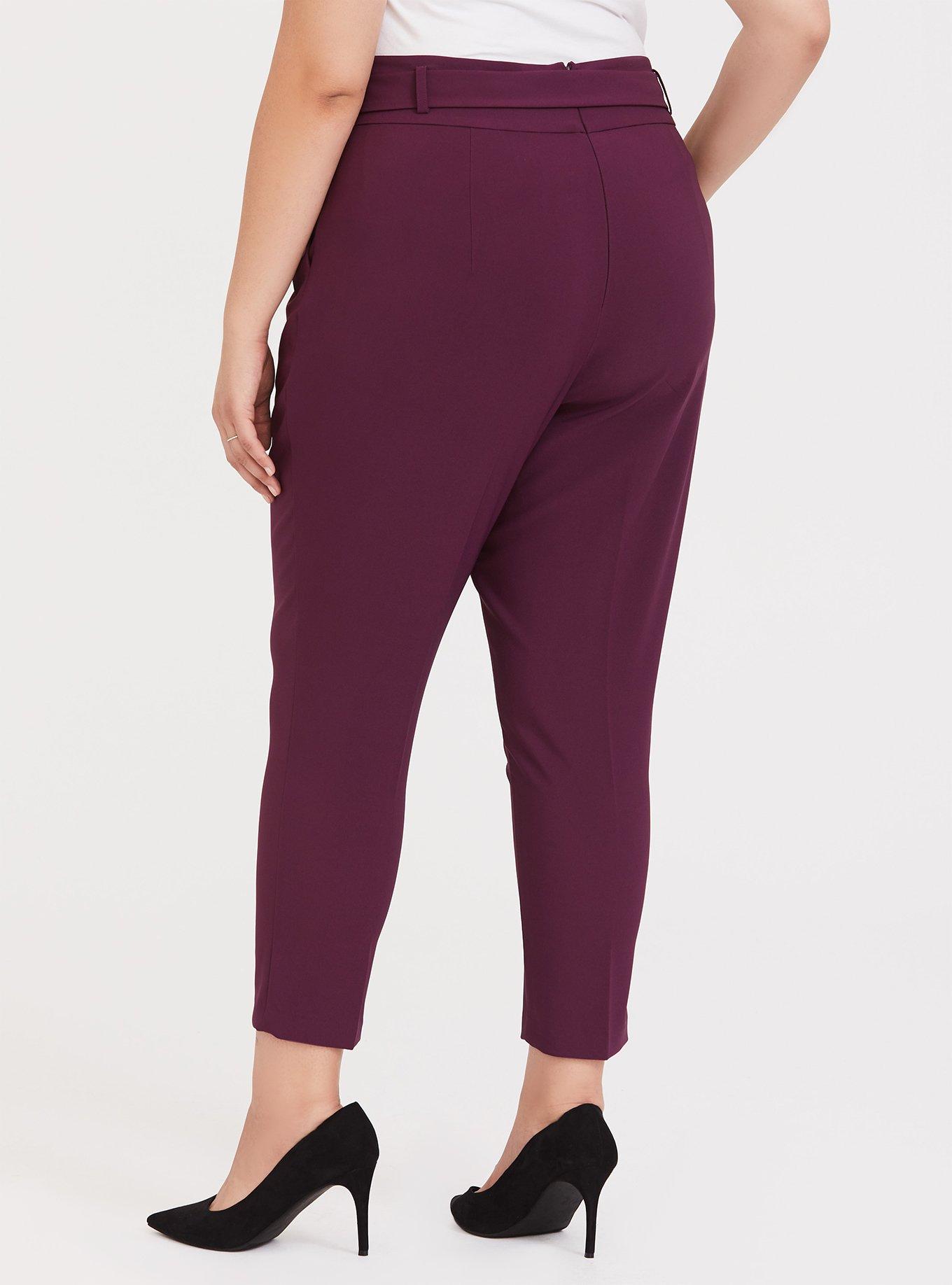 Plus Size - High Waisted Tie-Front Skinny Pant – Burgundy Purple - Torrid