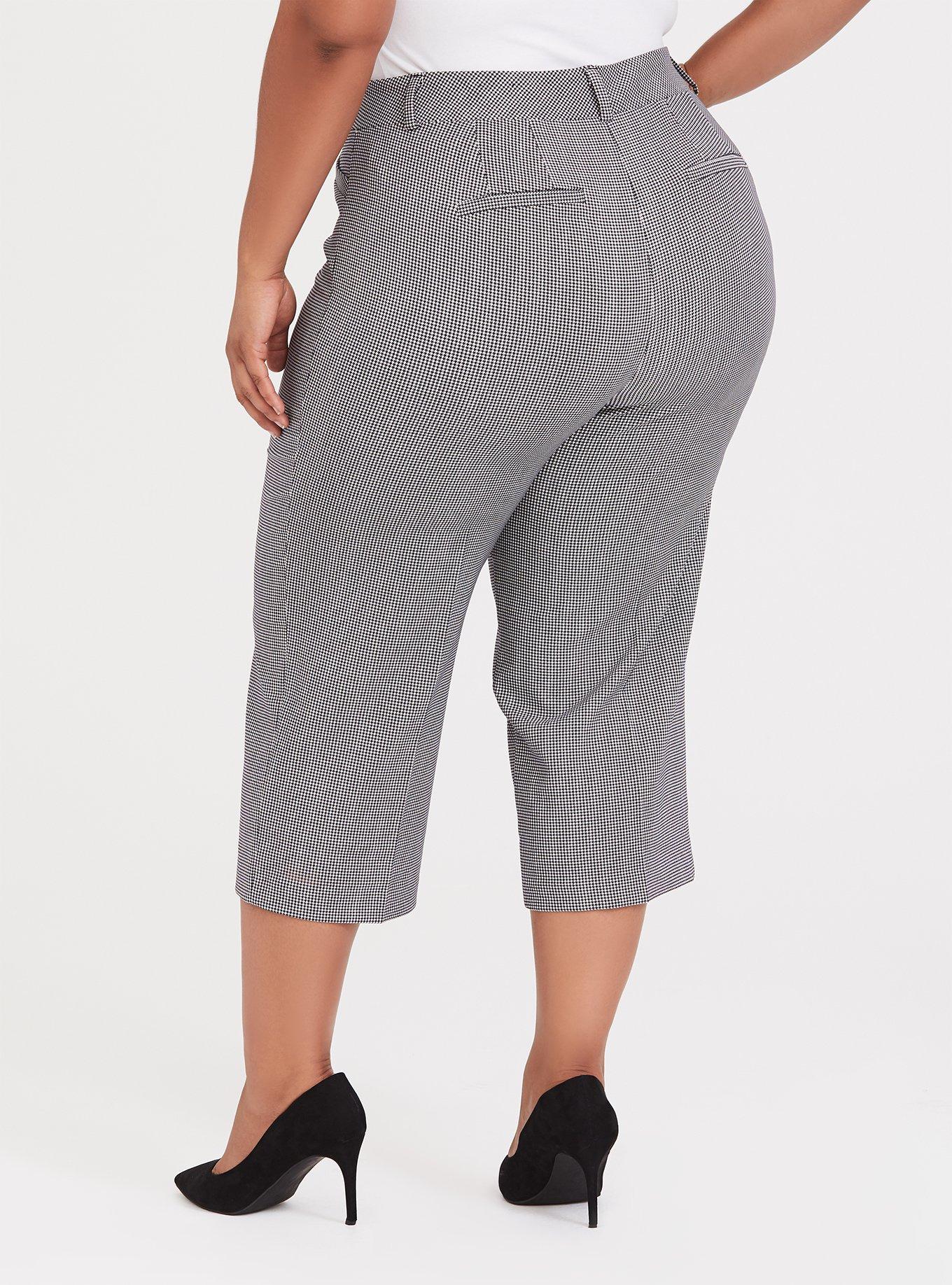 Plus Size Black Ditsy Houndstooth Crepe Culotte Pant, MINI HOUNDSTOOTH, alternate