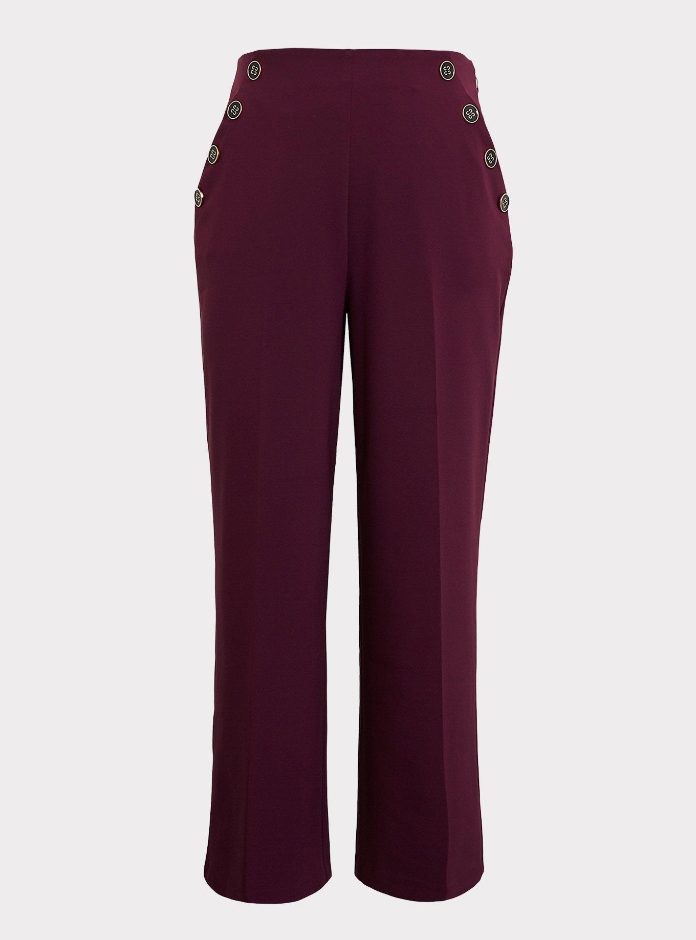 High Waisted Sailor Pant &ndash; Burgundy Purple, , hi-res