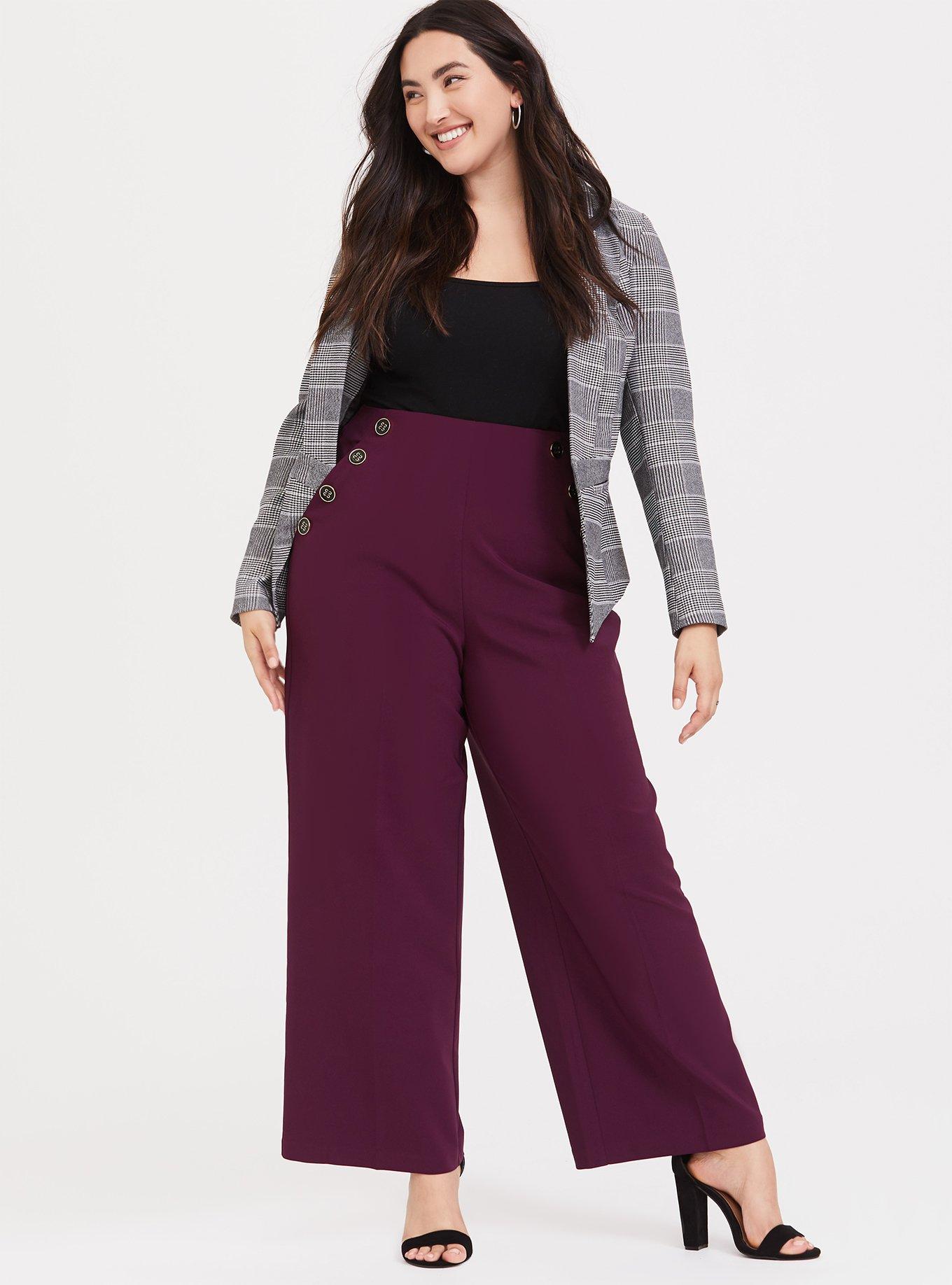 High Waisted Sailor Pant &ndash; Burgundy Purple, , hi-res