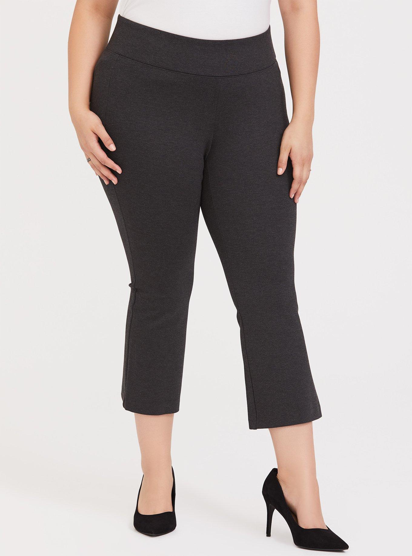 Plus Size - Studio Ponte Crop Flare Slim Fix Pixie Pant – Charcoal Grey -  Torrid