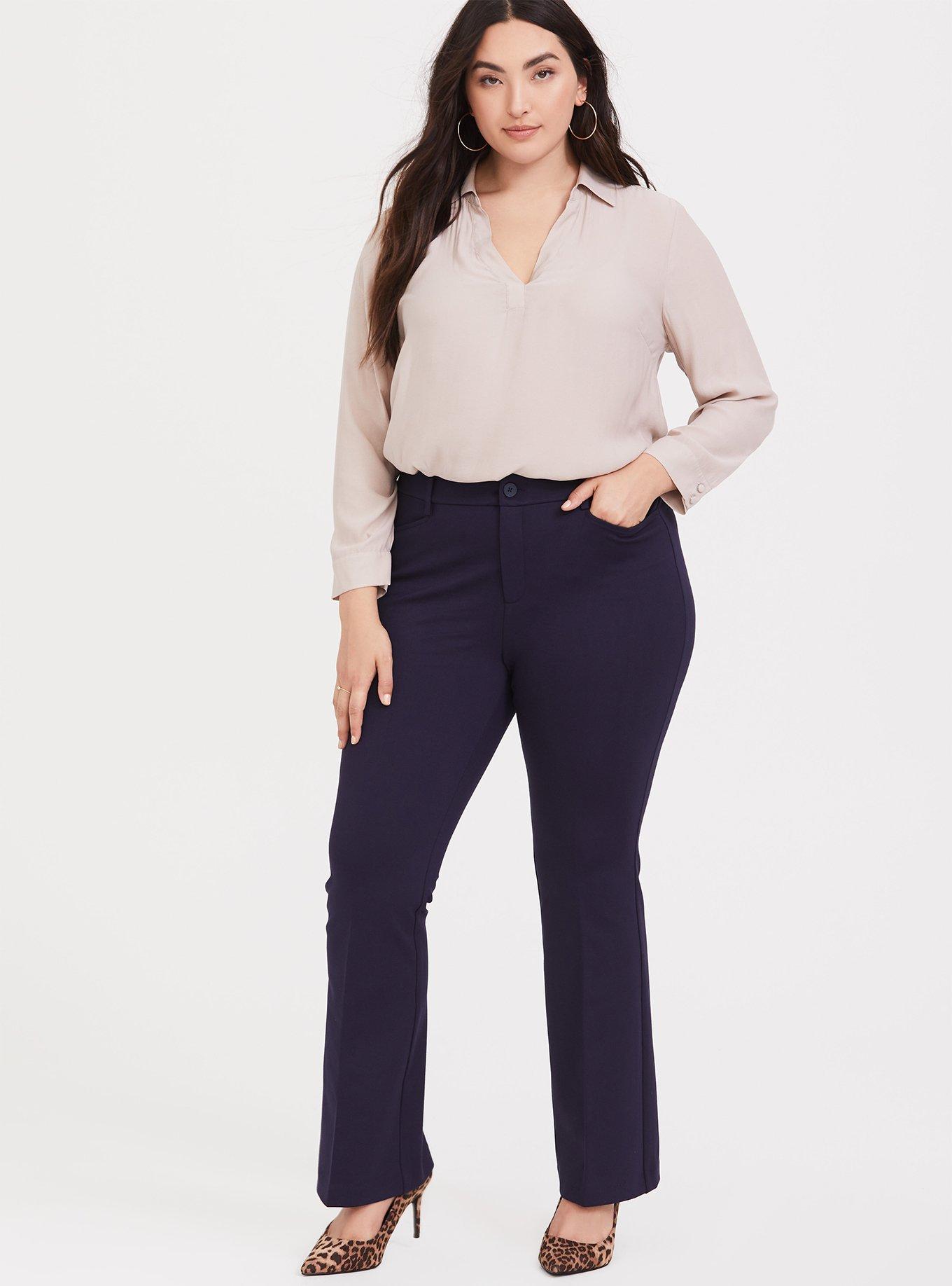 Avenue Plus Size Pant PL Ponte REG, in Navy, Size, 14 at  Women's  Clothing store