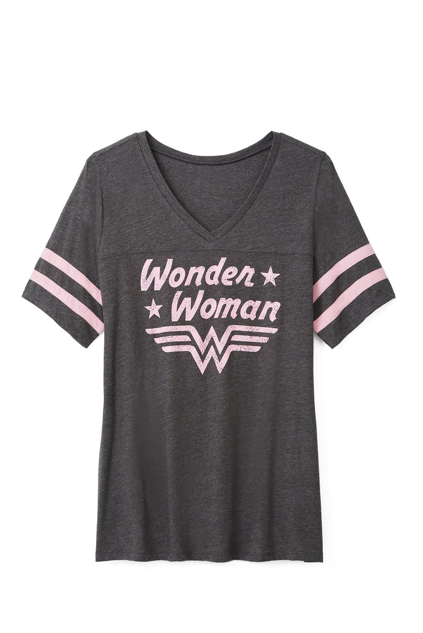Breast Cancer Awareness - DC Wonder Woman Grey Football Top, GREY, hi-res