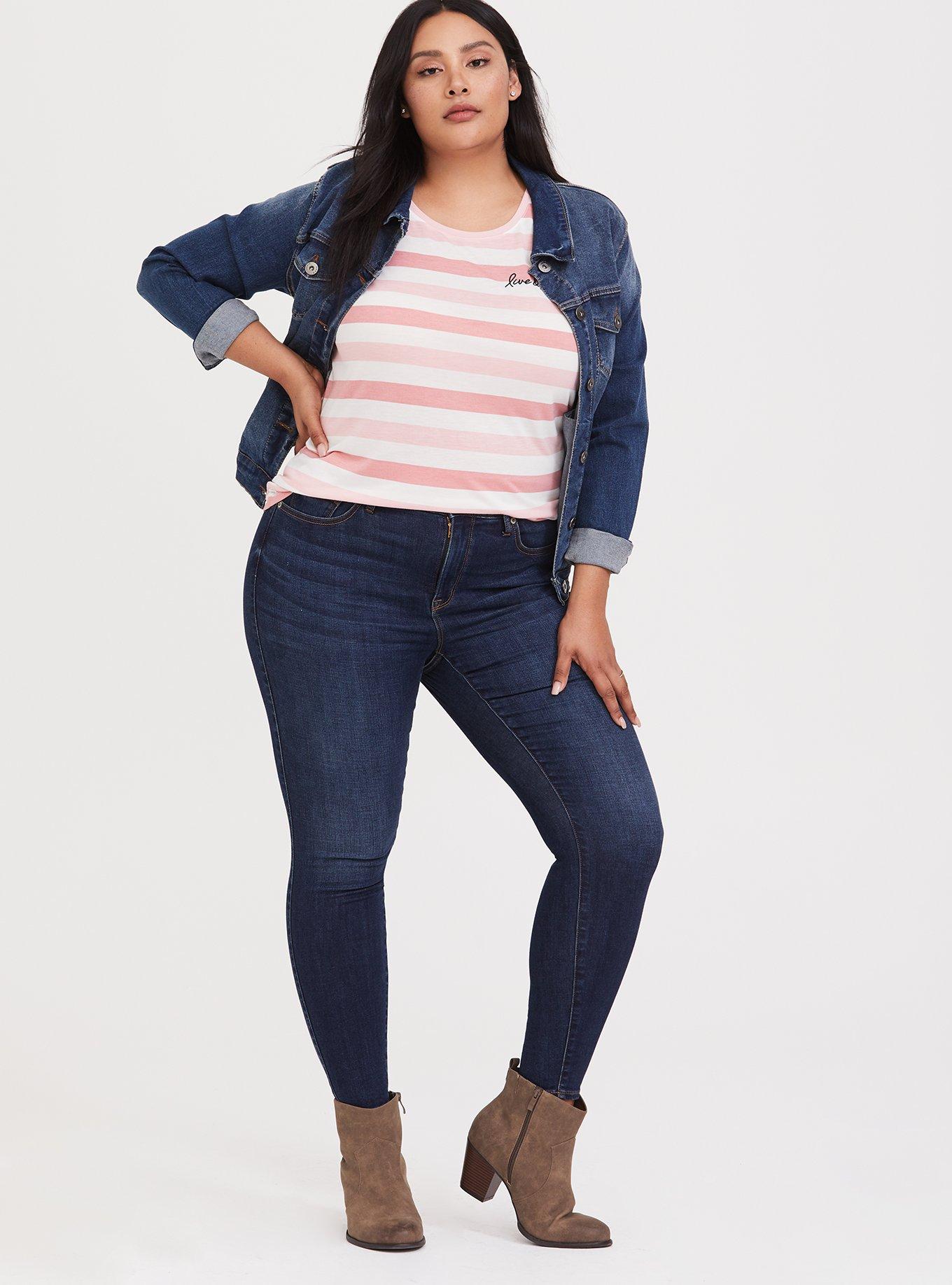 Breast Cancer Awareness - Stripe Live & Love Crew Neck Tee, MULTI STRIPE, alternate