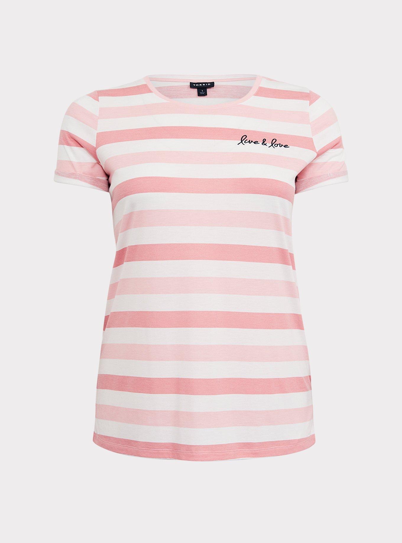 Breast Cancer Awareness - Stripe Live & Love Crew Neck Tee, MULTI STRIPE, hi-res