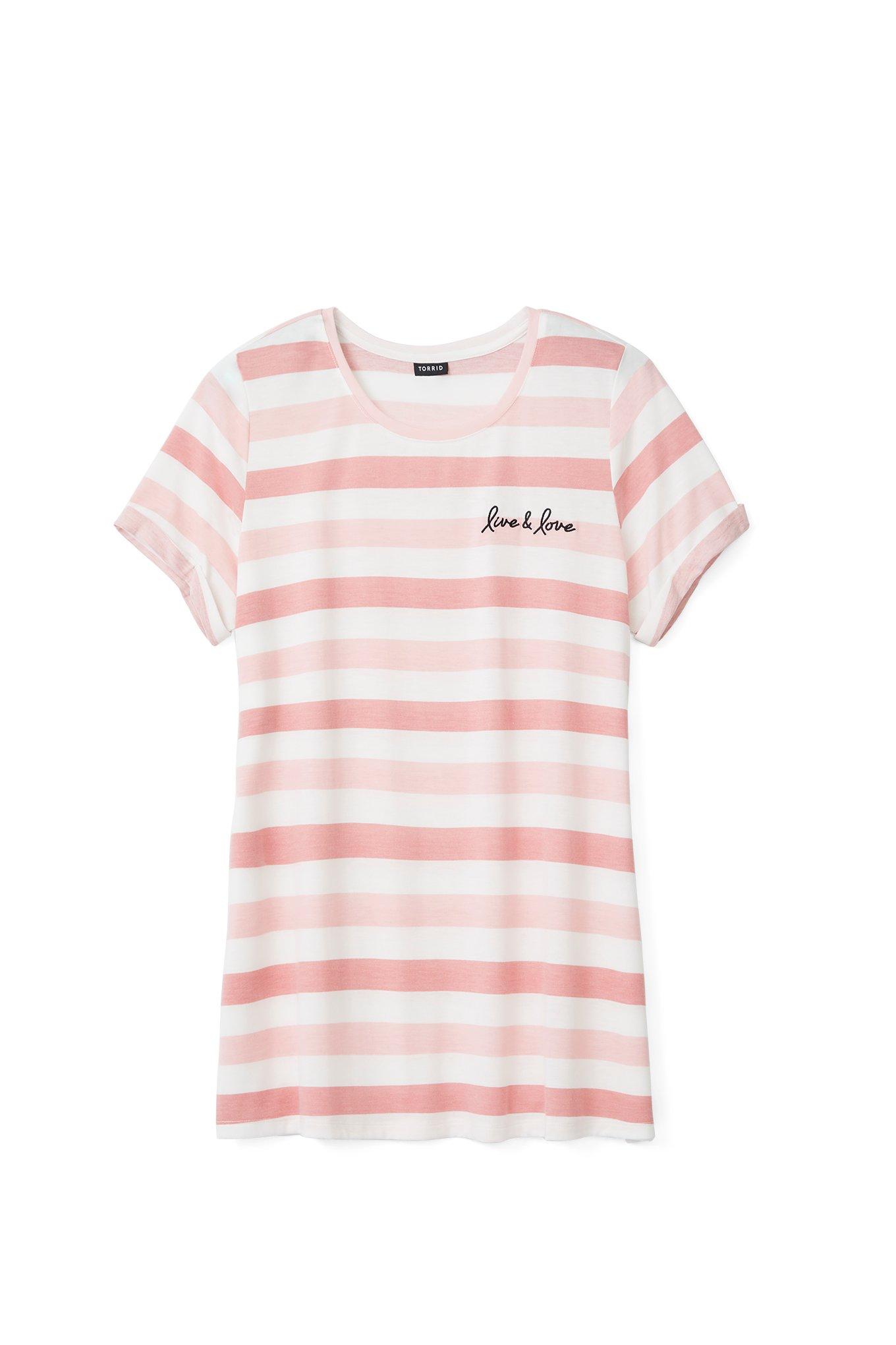 Breast Cancer Awareness - Stripe Live & Love Crew Neck Tee, MULTI STRIPE, hi-res