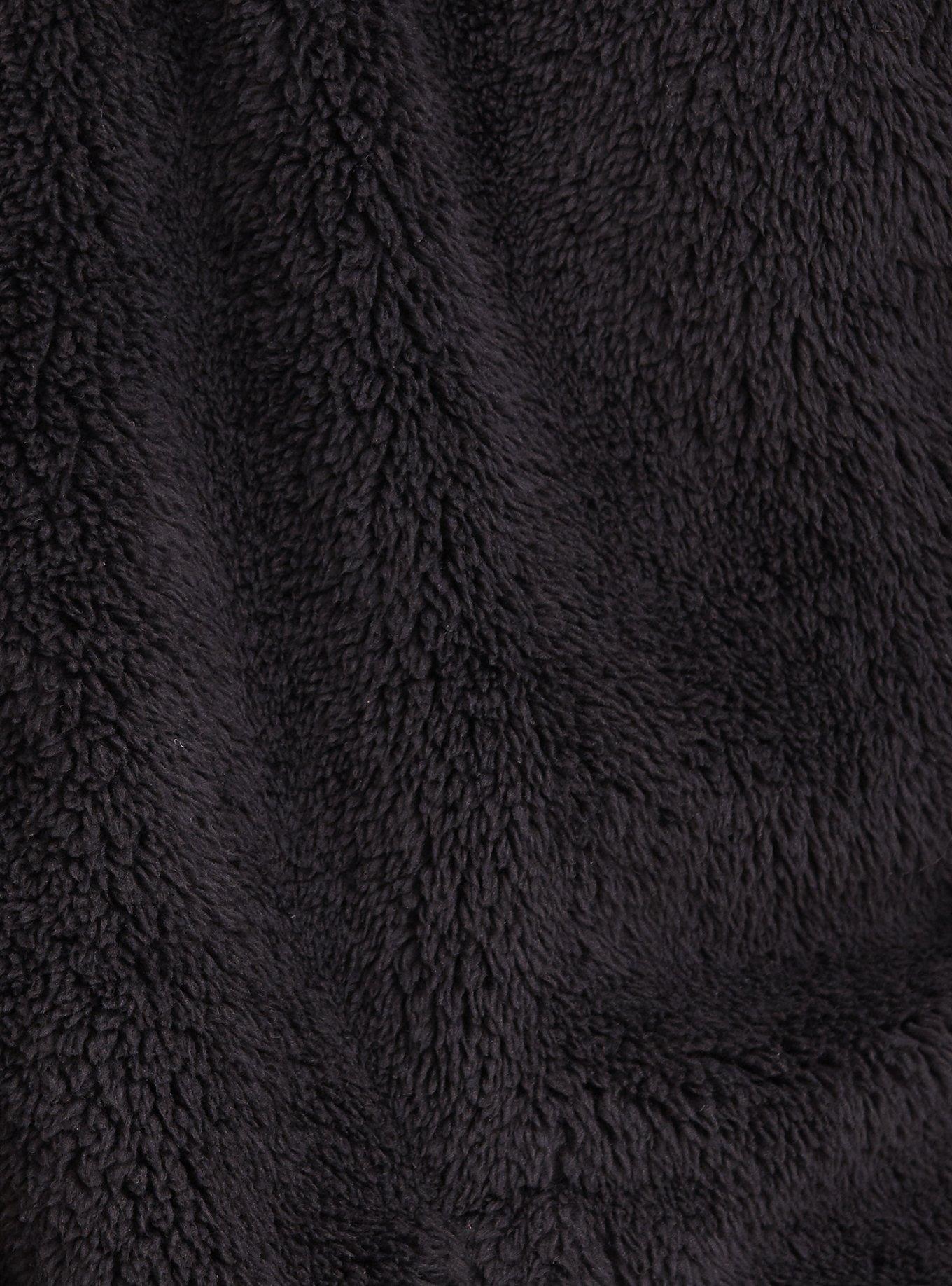 Sherpa Zip Up Hoodie, DEEP BLACK, alternate