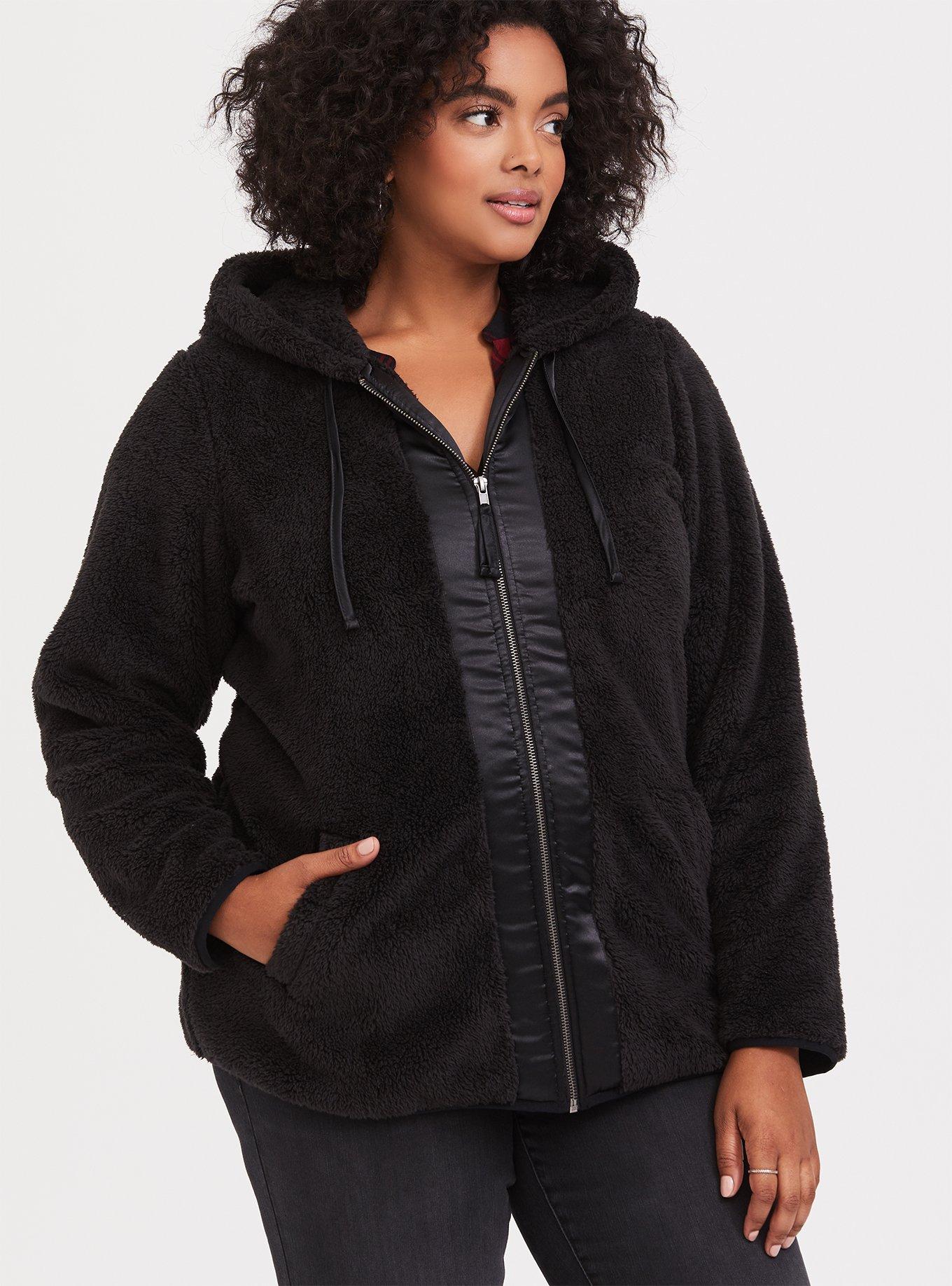 Black Sherpa Zip Up Hoodie